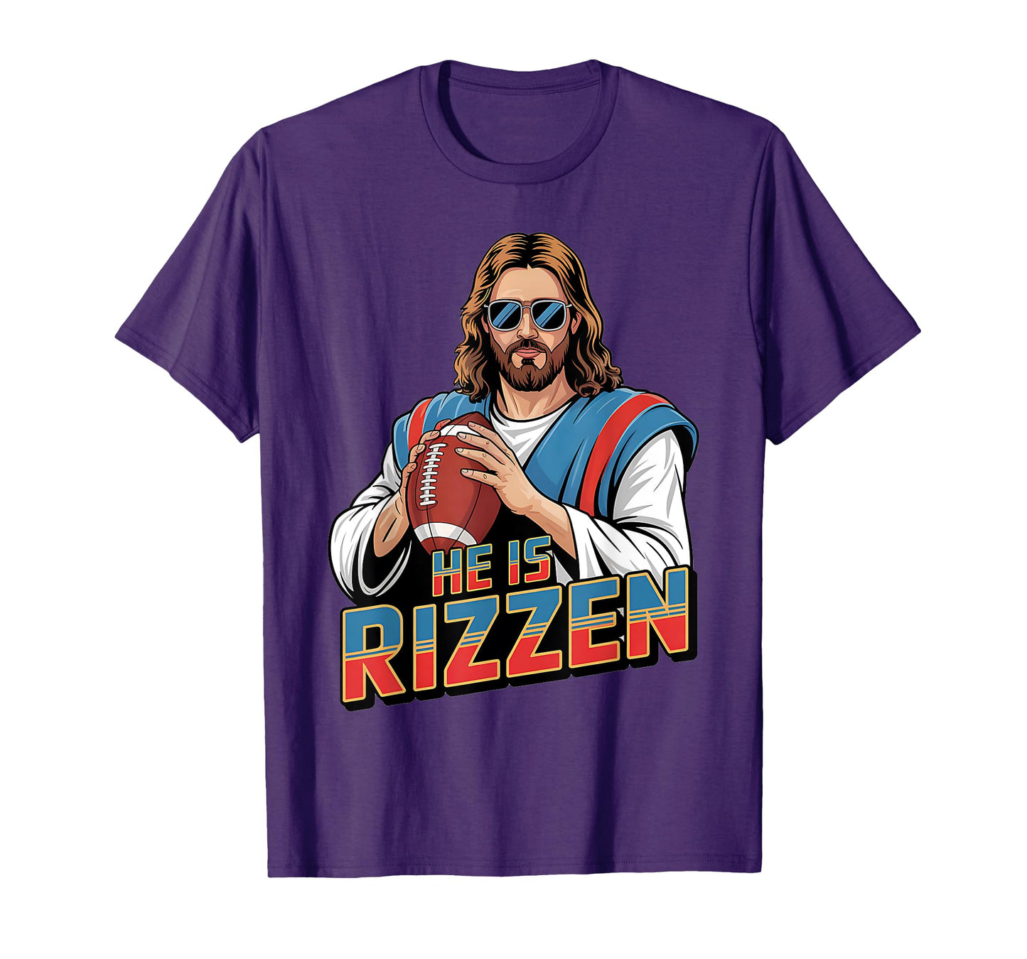 Funny He Is Rizzen Jesus Shirt Football Boys Kids Men Easter T-Shirt