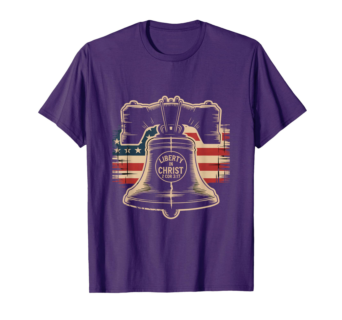 Christian Liberty Christ 2 Cor 3 17 American Flag T-Shirt