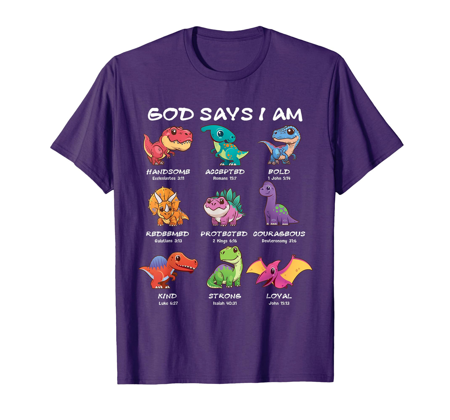 God Says I Am Dinosaur Funny Dino Kids Boys Bible Verse T-Shirt