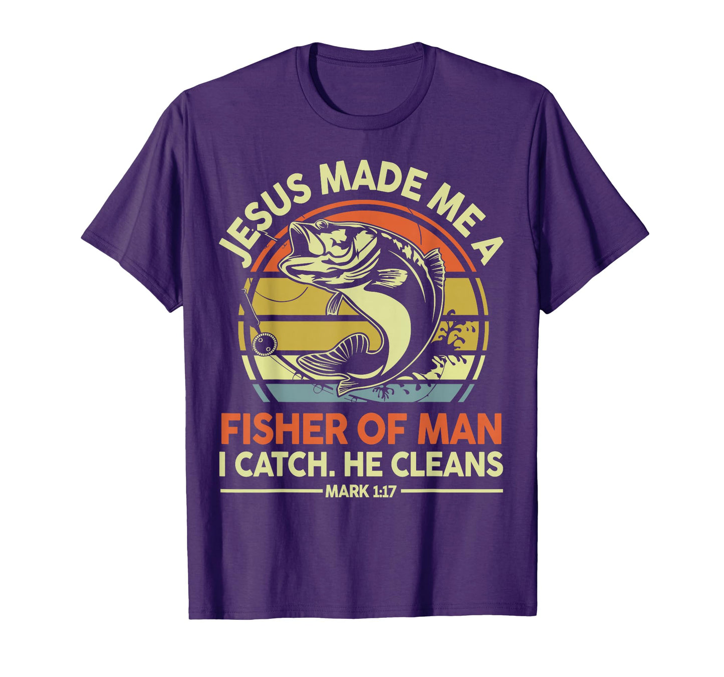 Men's Christian Fishing Jesus Made Fisher Man Funny Dad Gift T-Shirt