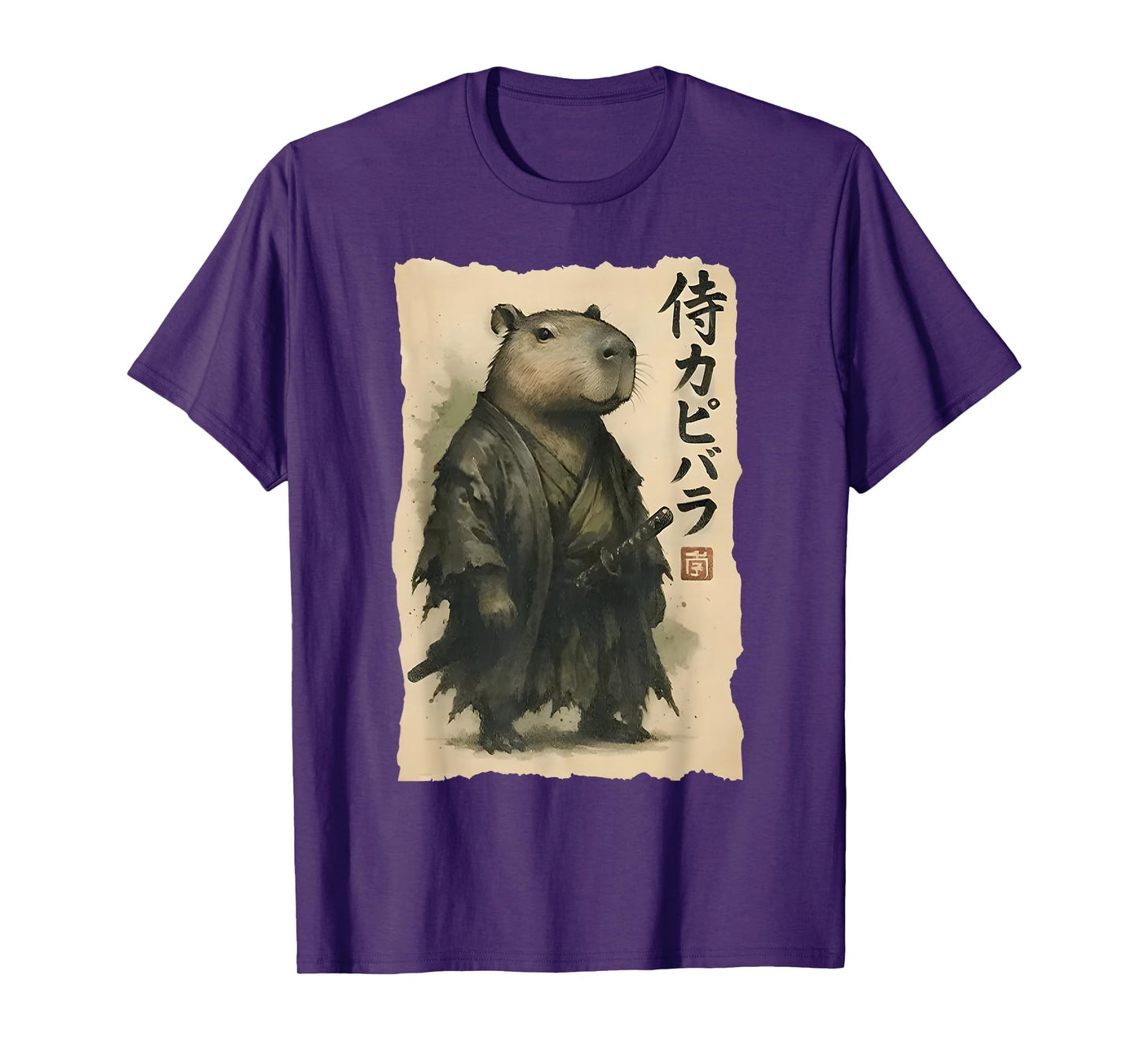 Samurai Capybara Funny Capybara Japanese Animal T-Shirt