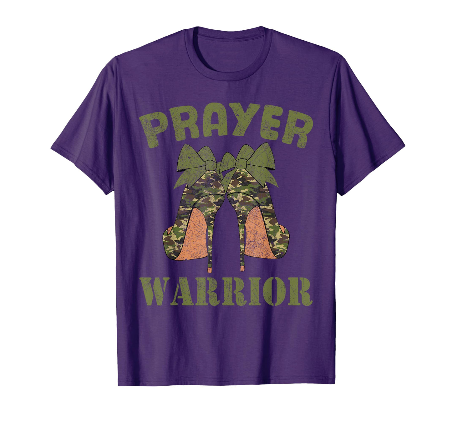 Camo Heels Prayer Warrior God Jesus Christian Faith Women T-Shirt