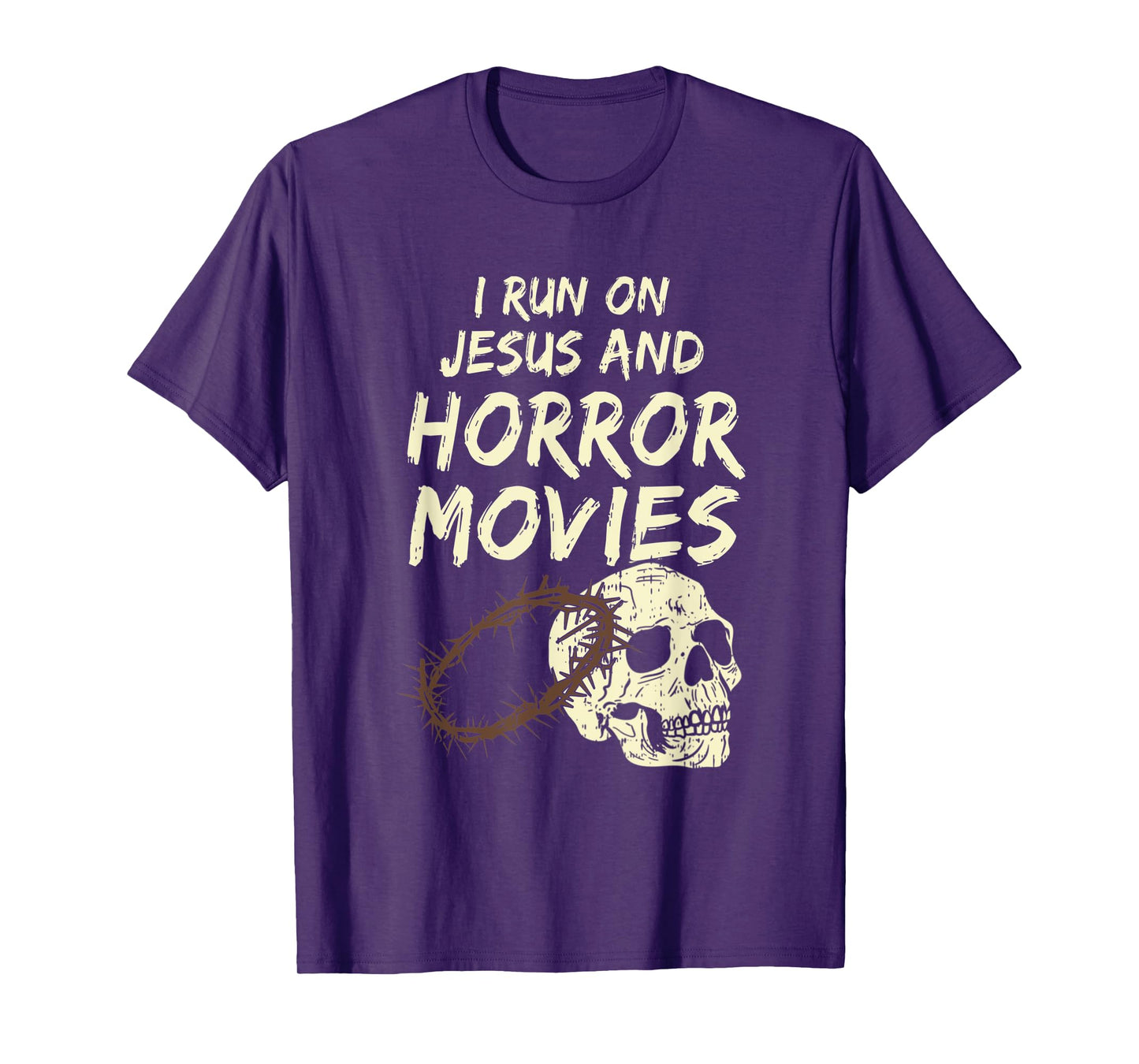 Run On Jesus And Horror Movie Skull Funny Halloween Costume T-Shirt