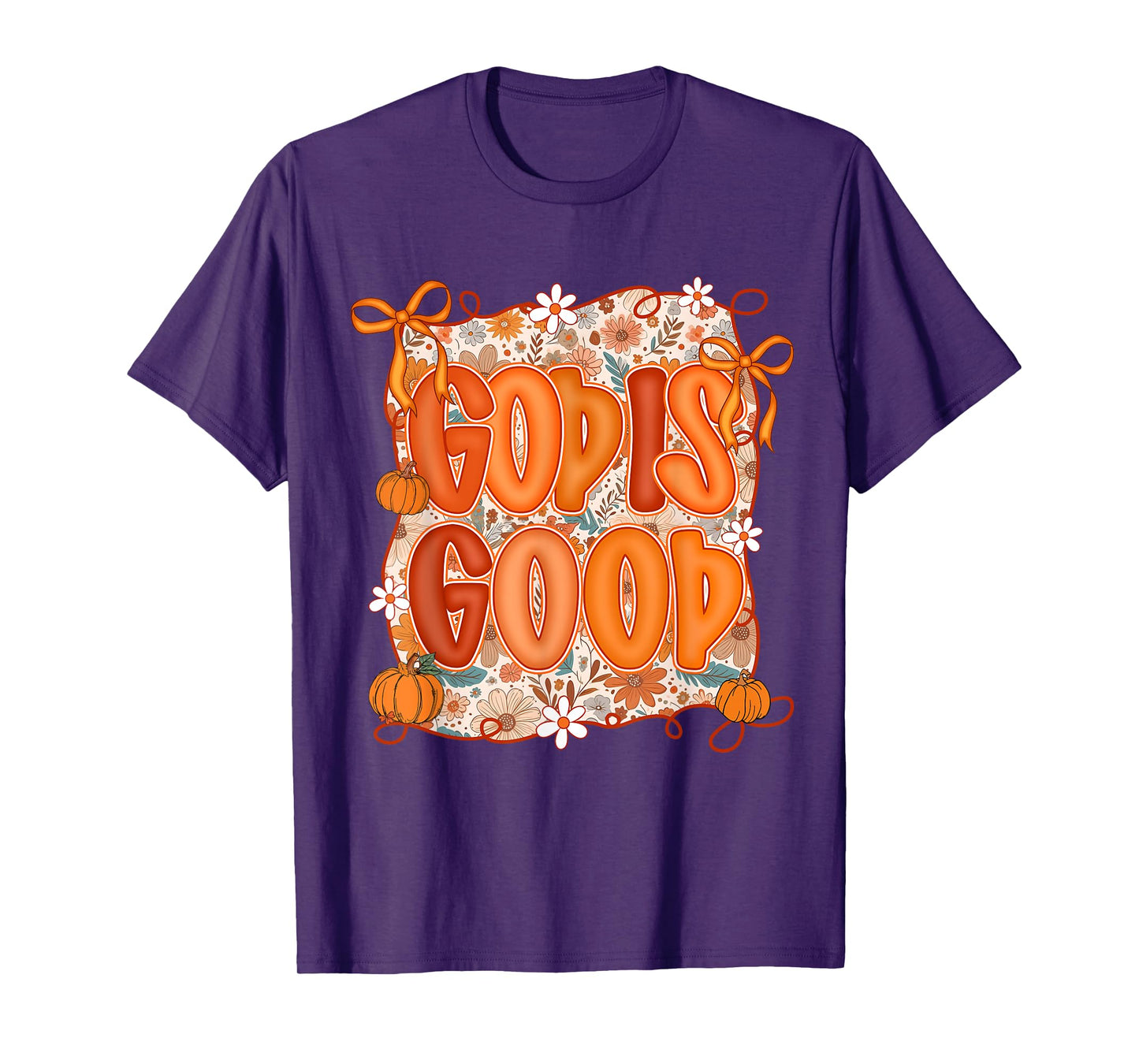 God is Good Retro Pumpkin Thanksgiving Autumn Fall Women T-Shirt