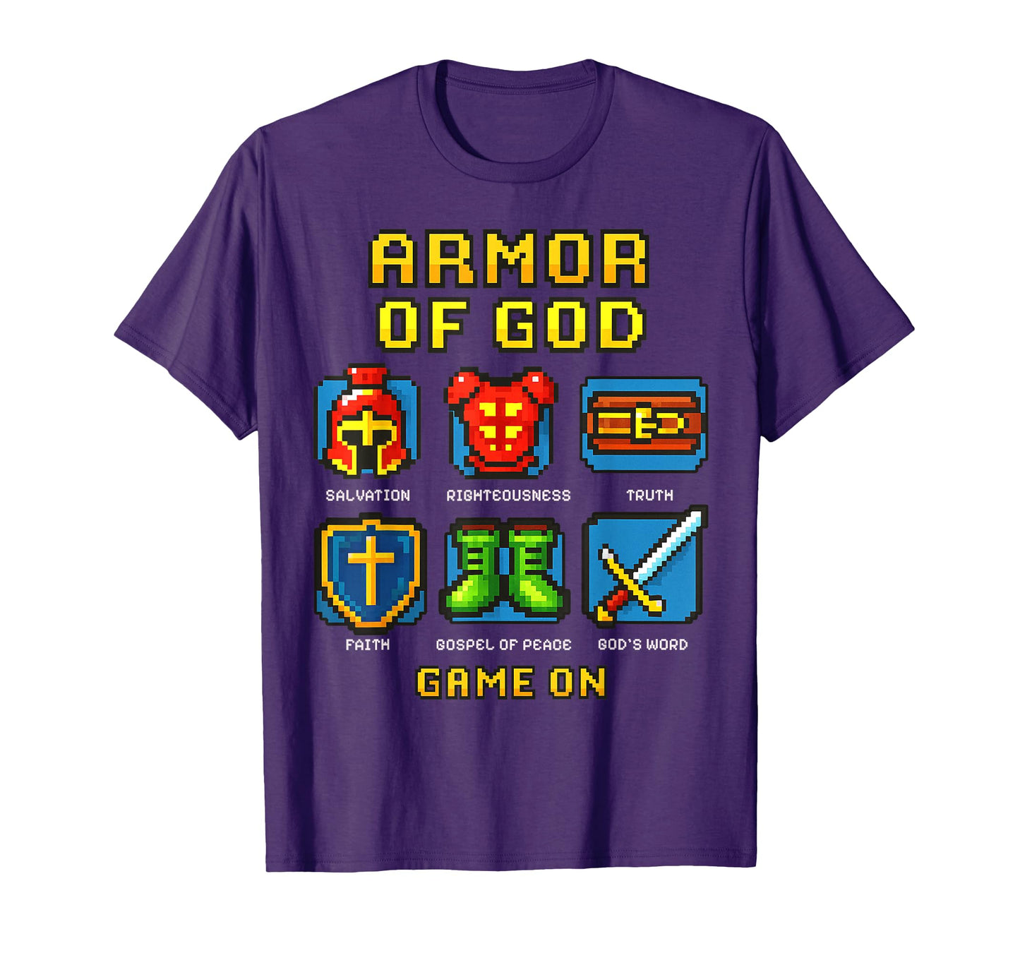 Armor of God Pixel Faith Christian Video Game Gamers Youth T-Shirt