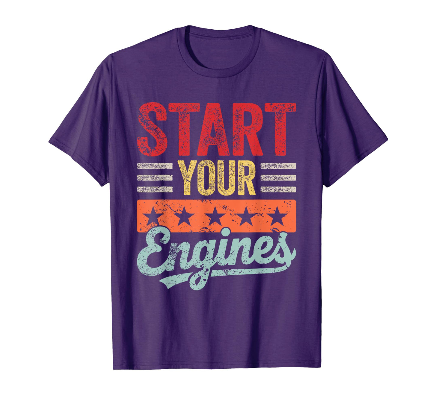 Retro Start Your Engines Vintage Checkered Flag Race Car T-Shirt