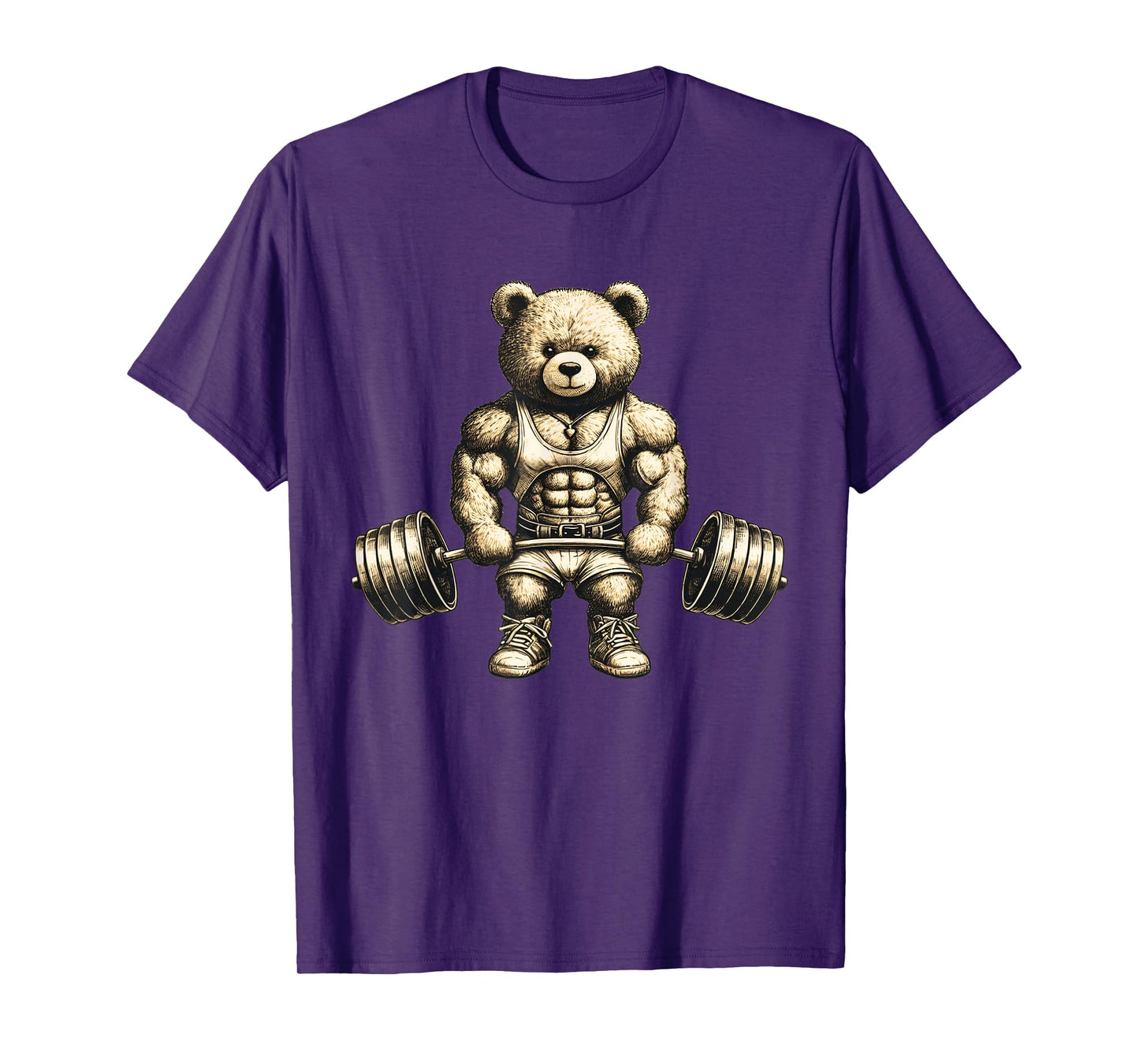 Funny Teddy Bear Lifting Weights Gym Workout Animal Shirts T-Shirt