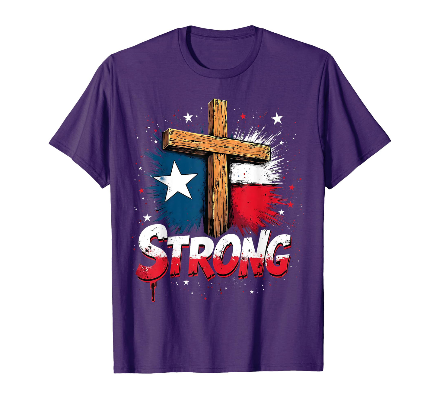 Texas Strong Christian Faith Patriotic Cross Tee T-Shirt