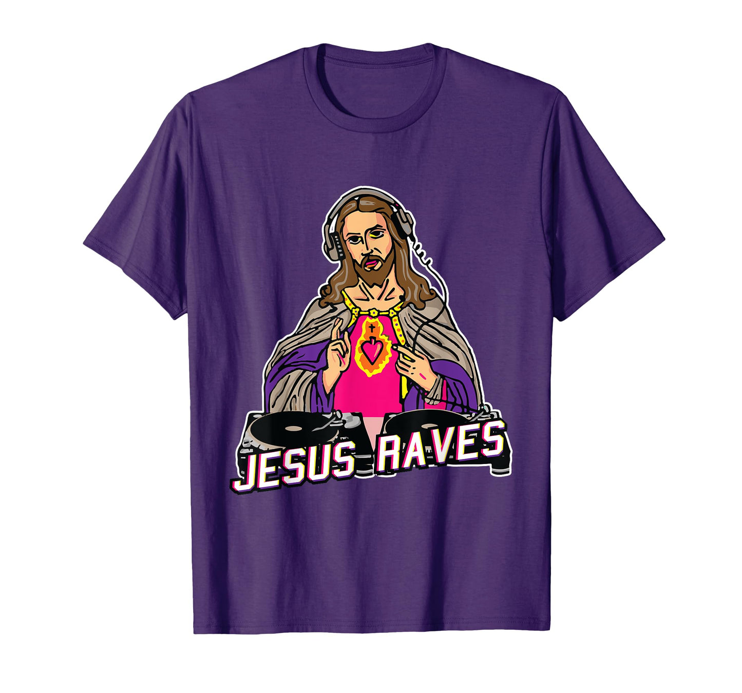 Jesus Raves Christmas EDM Music X-Mas Party Christian DJ T-Shirt