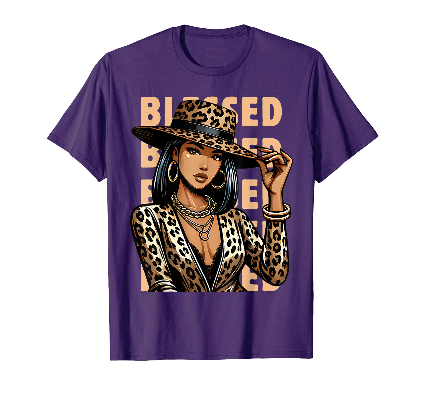 Blessed Black Cowgirl Leopard Western Swag African Christian T-Shirt