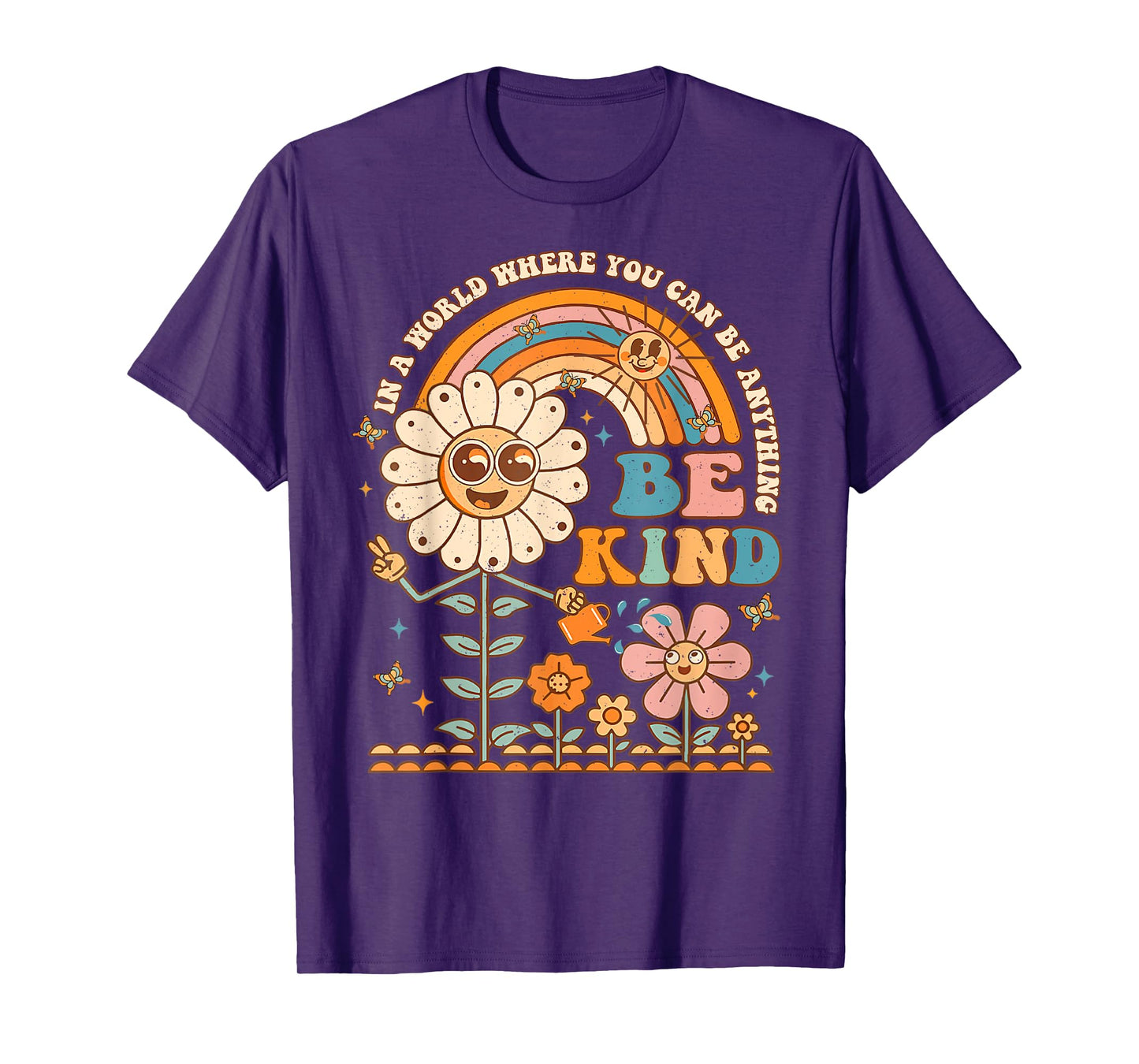 Be Kind Inspirational Positive Vibes Kindness Groovy Retro T-Shirt