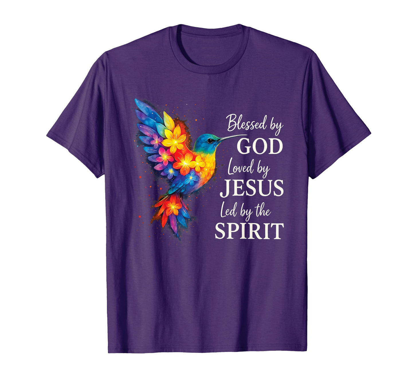 Christian Blessed by God Loved by Jesus Floral Hummingbird T-Shirt