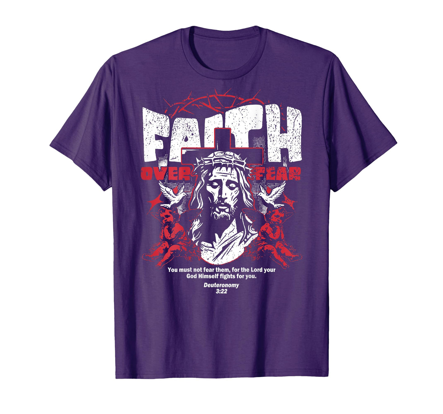 Faith Over Fear Christian Jesus (On Back) T-Shirt