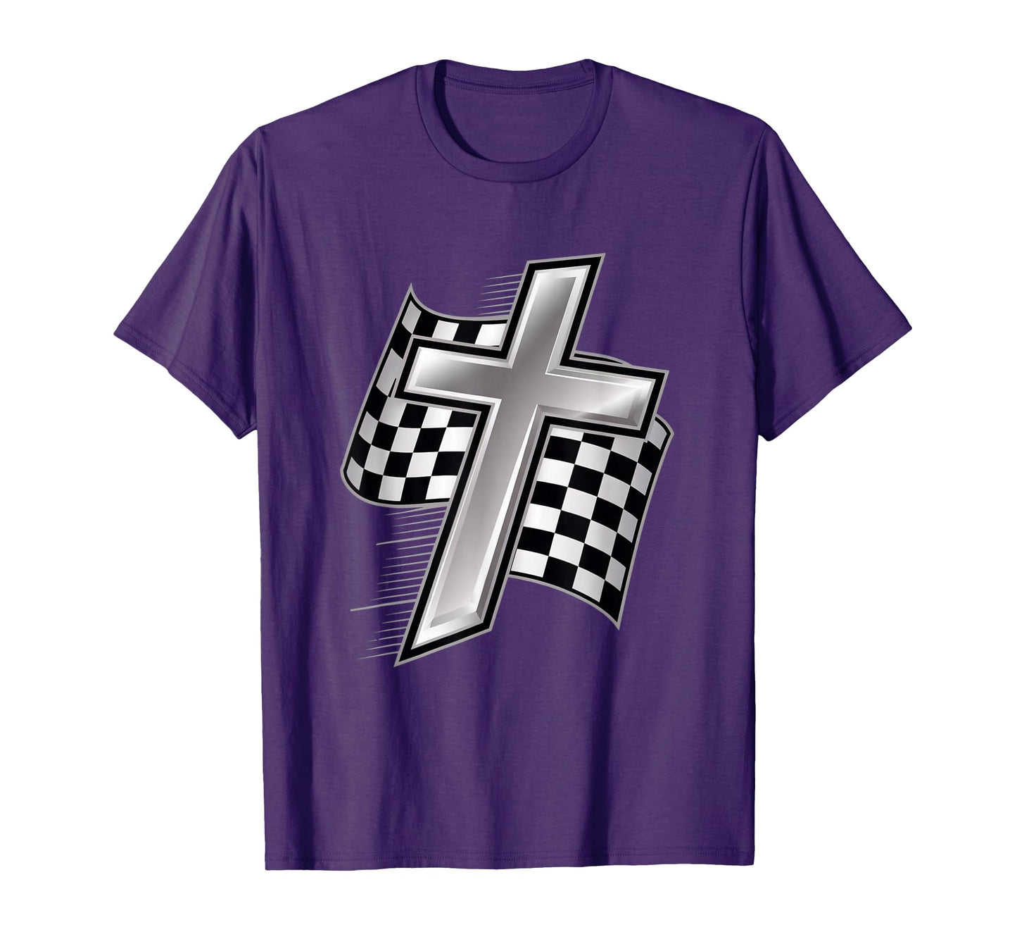 Car Racing Checkered Flag Christian Faith Cross Racer Prayer T-Shirt