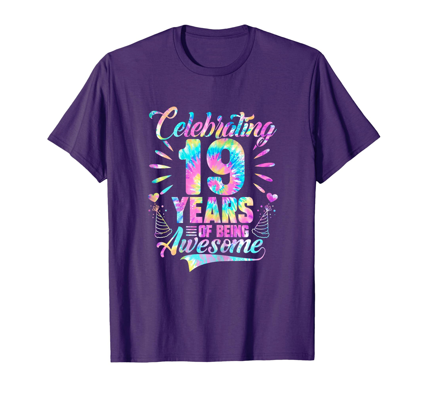 Celebrating 19 Year Of Being Awesome With Tie-dye Graphic T-Shirt