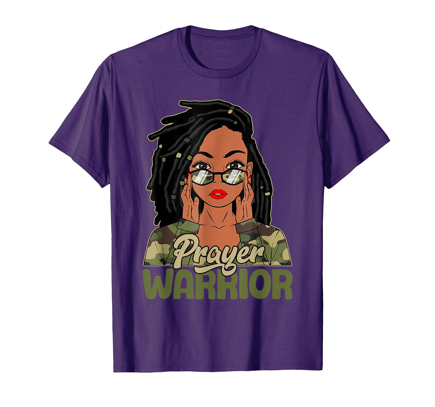 Praying Black Woman Afro Christian Sayings Prayer Warrior T-Shirt