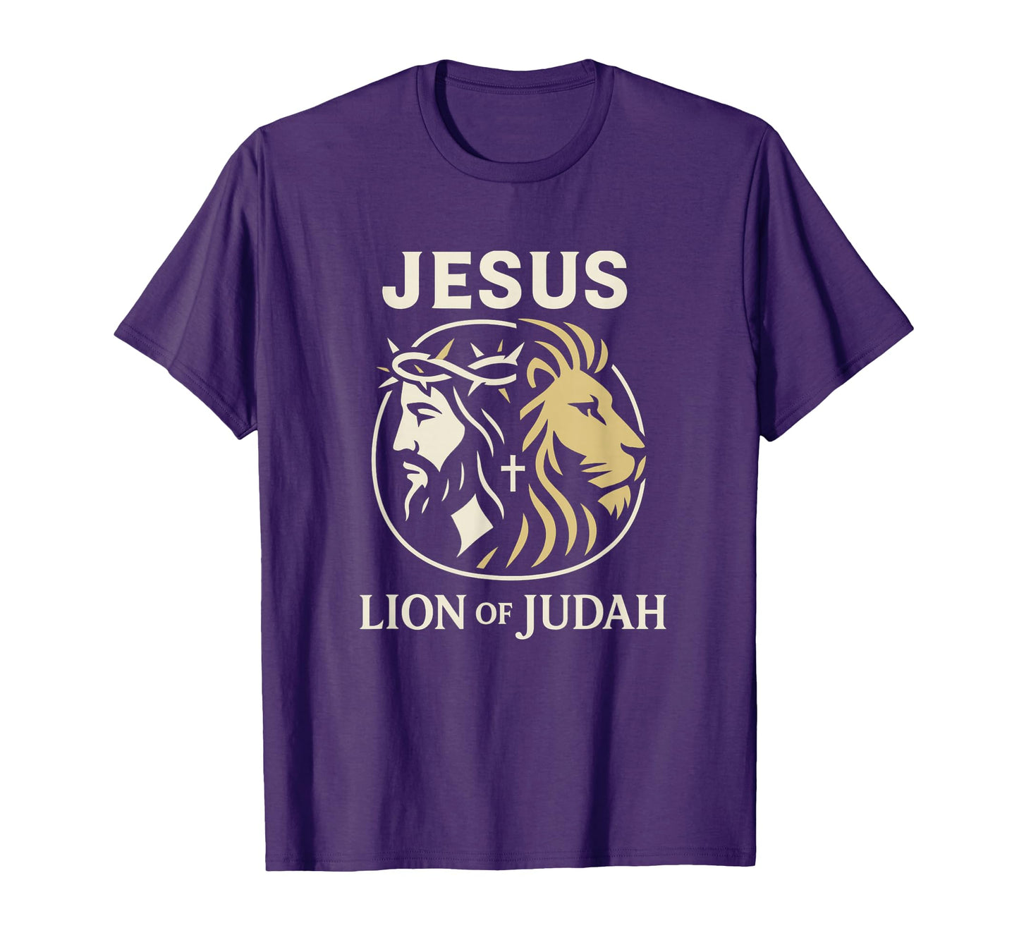 Jesus Lion of Judah Cross Emblem Christian Faith - Religious T-Shirt