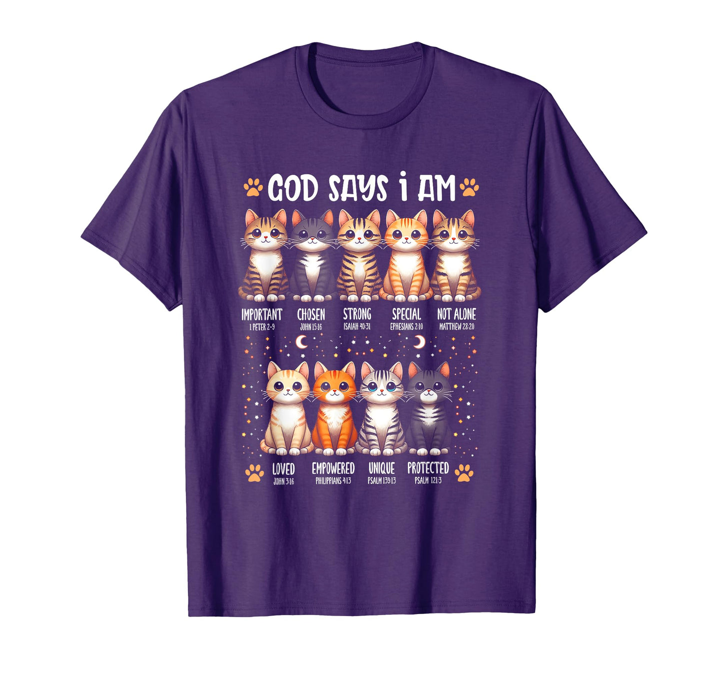 God Says I Am Christian Bible Verse Cat Lover Christian Men Women T-Shirt