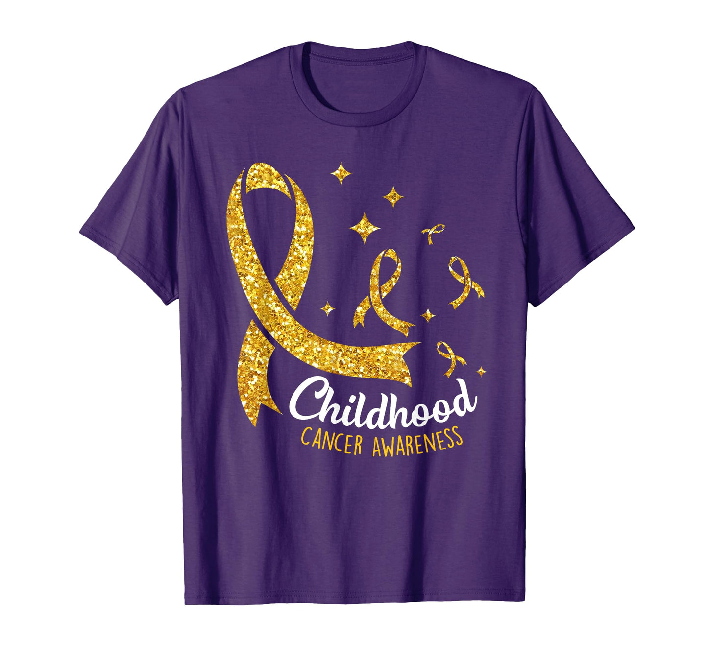 Gold Ribbon Childhood Cancer Awareness Girls Kids Womens T-Shirt