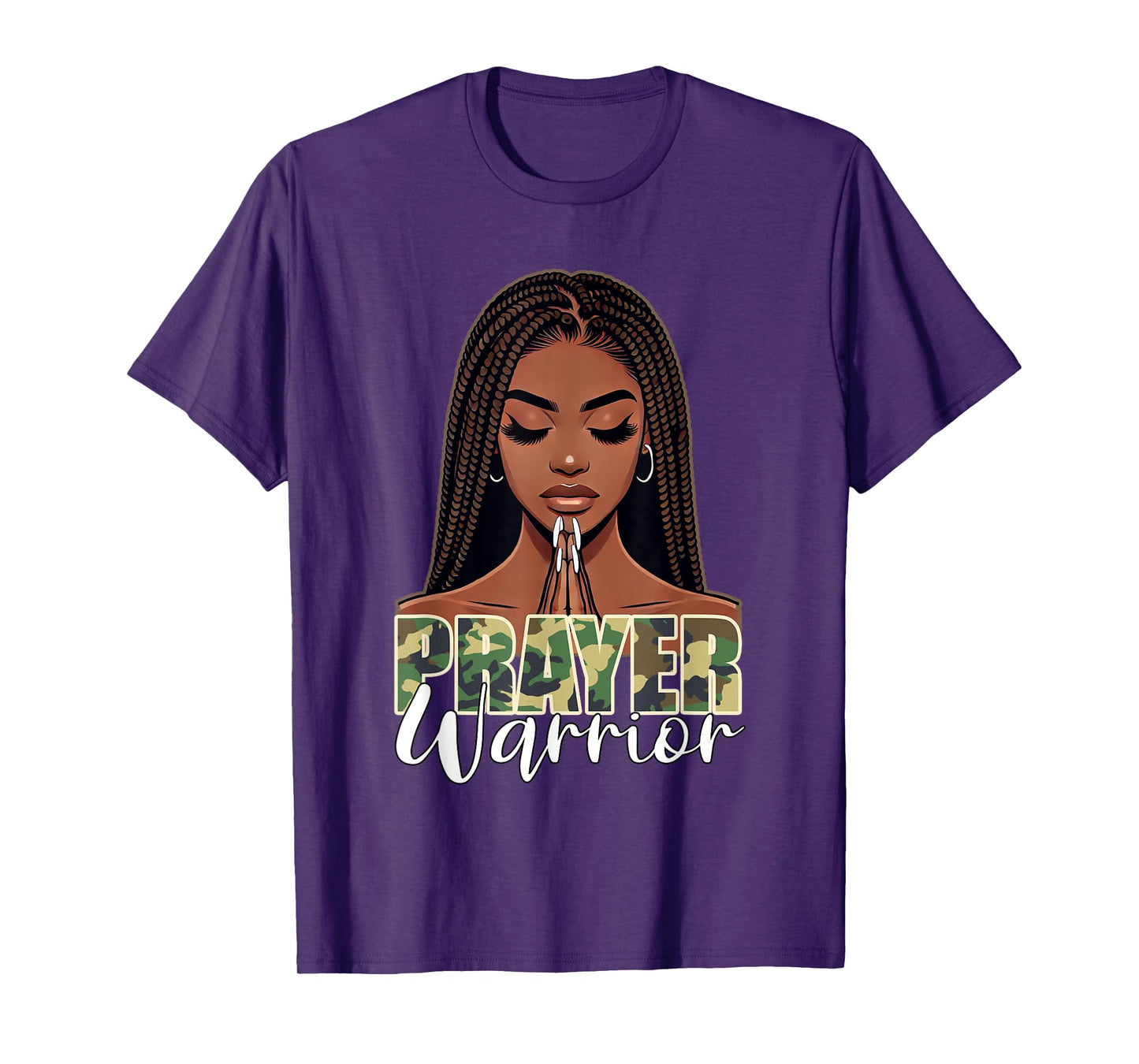 Prayer Warrior Young Christian Black Woman Pray Camo T-Shirt