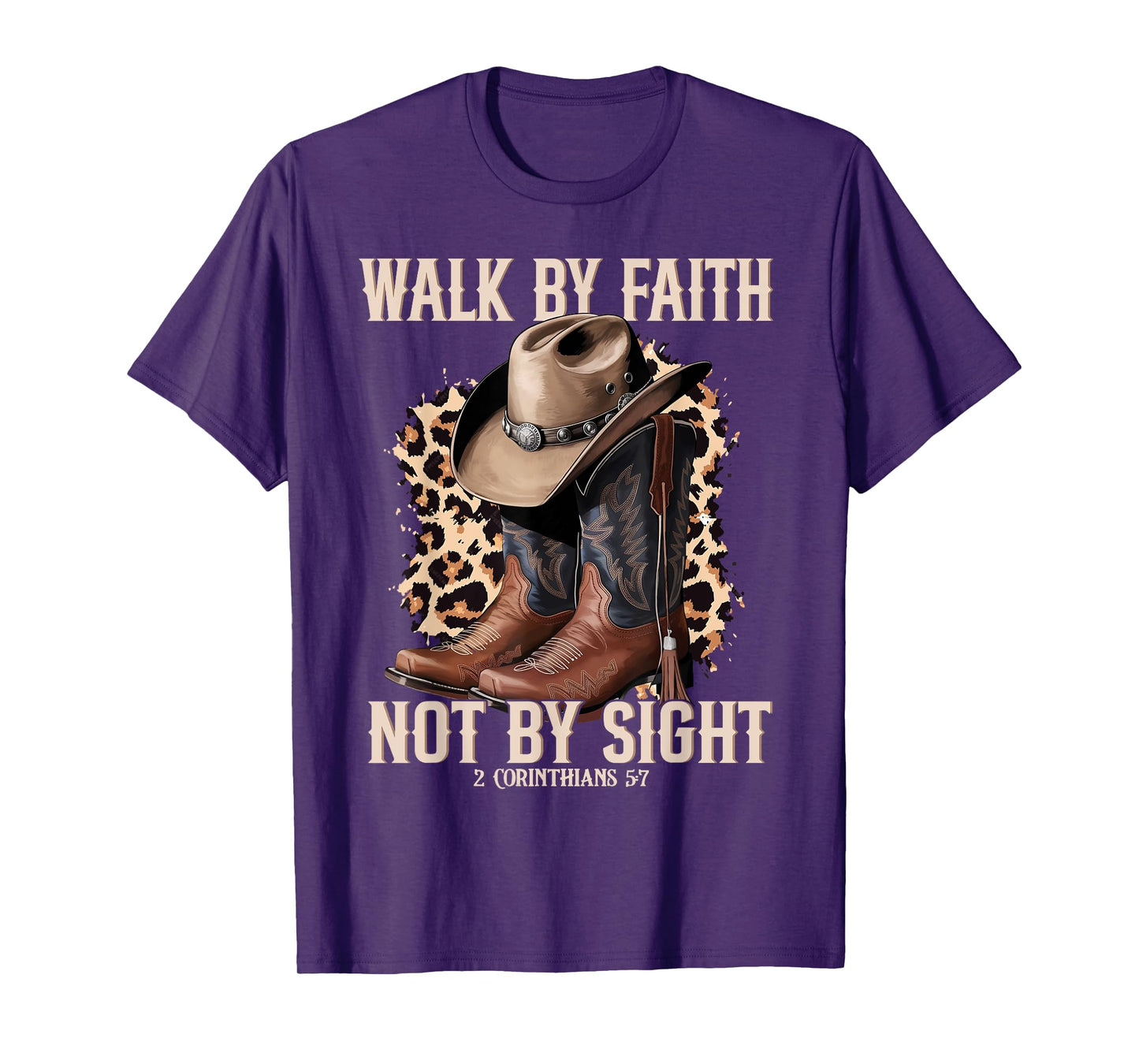 Walk by Faith Not by Sight Cowboy Cowgirl Western Christian T-Shirt
