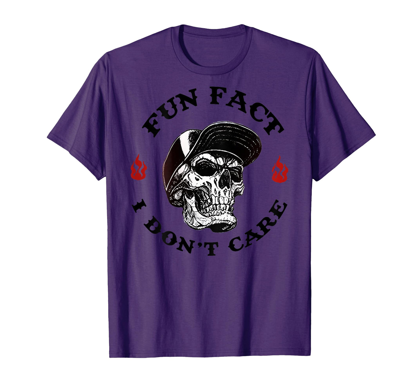(ON BACK) Fun Fact I Don't Care Funny Skeleton Saying Quote T-Shirt
