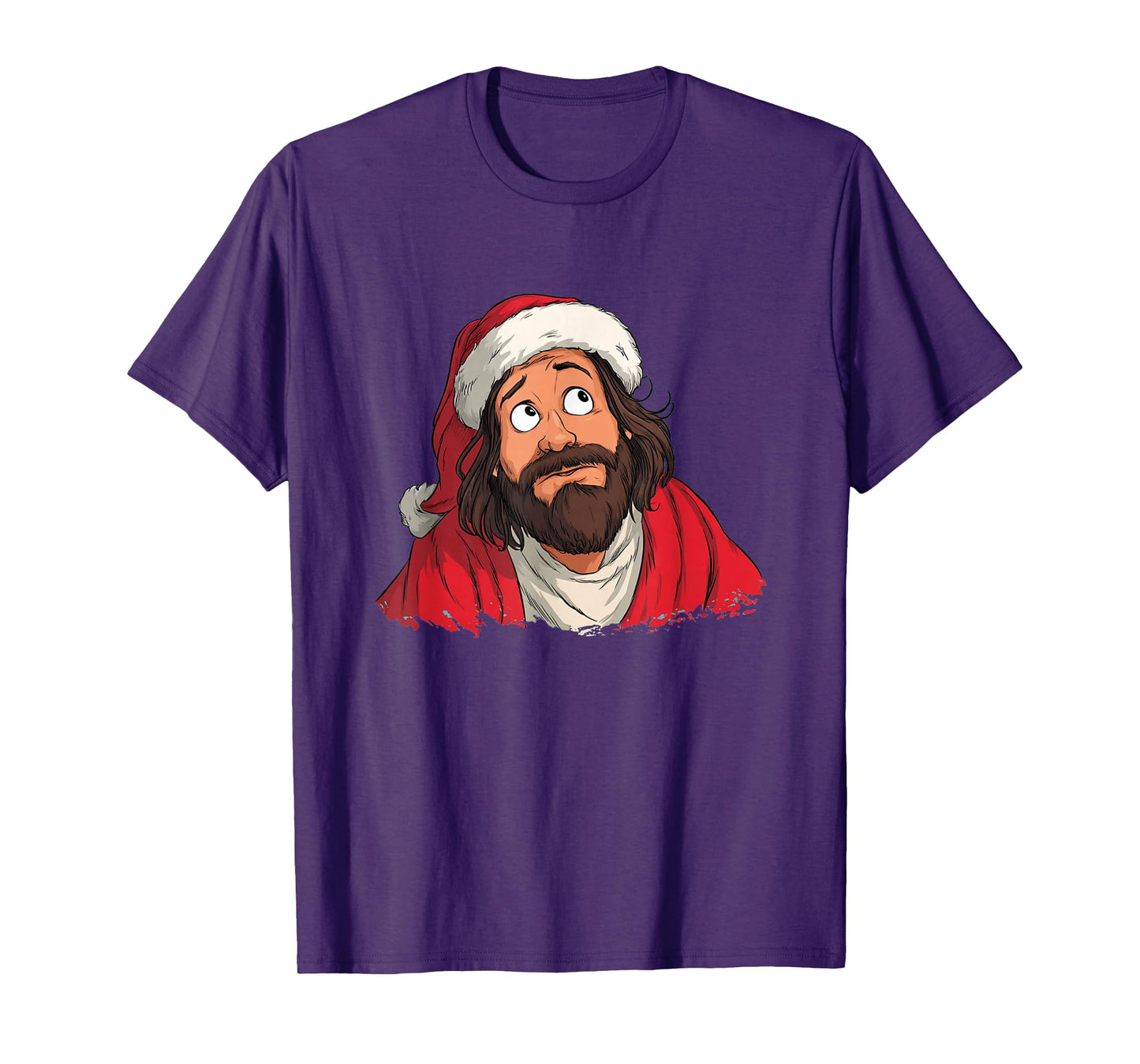 Amazing Jesus Face Graphic in Cartoon and Christmas Look T-Shirt