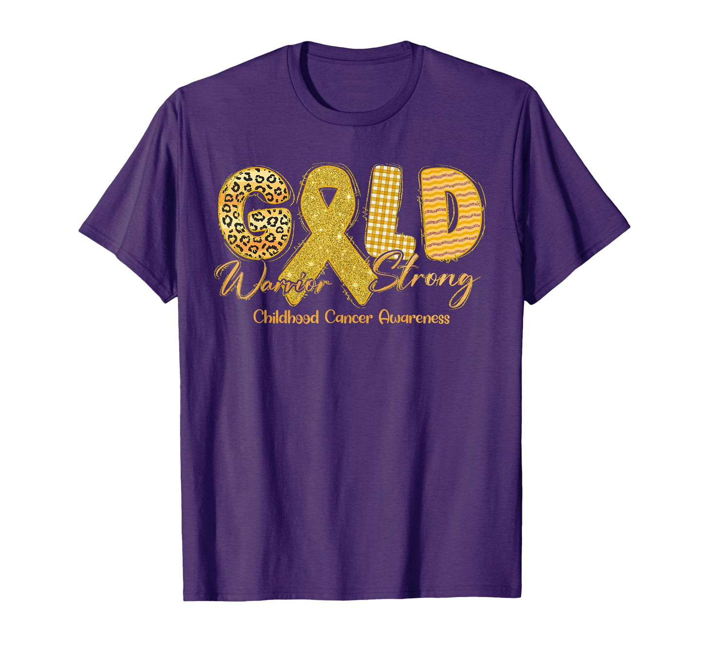 Gold Warrior Strong Childhood Cancer Awareness Gold Ribbon T-Shirt