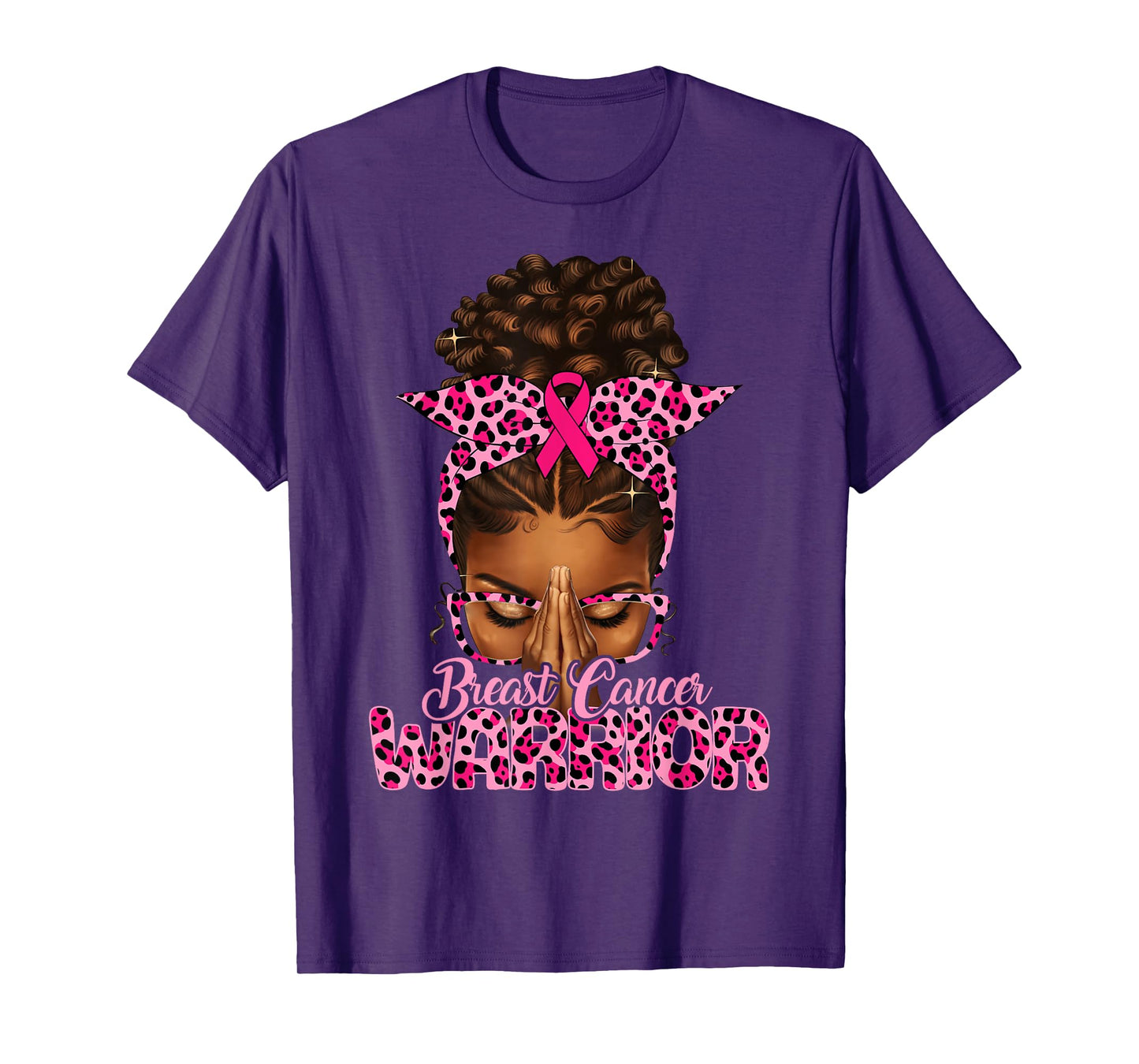 Breast Cancer Warrior Praying Black Women Afro Christian T-Shirt