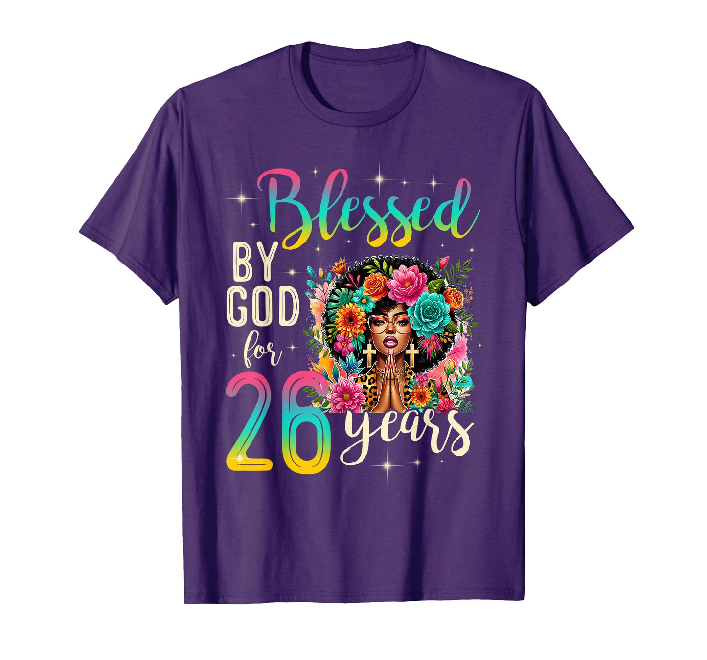 Black Girl Blessed by God for 26 Years Christian Birthday T-Shirt