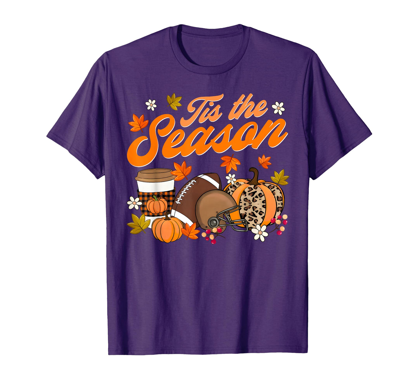 Pumpkin Spice Football Tis The Season Fall Thanksgiving T-Shirt