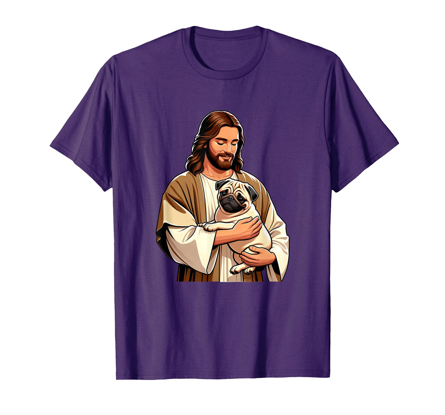 Pug Jesus byAxisone Unisex-Adults Kids T-Shirt Black Small Cartoon Christmas