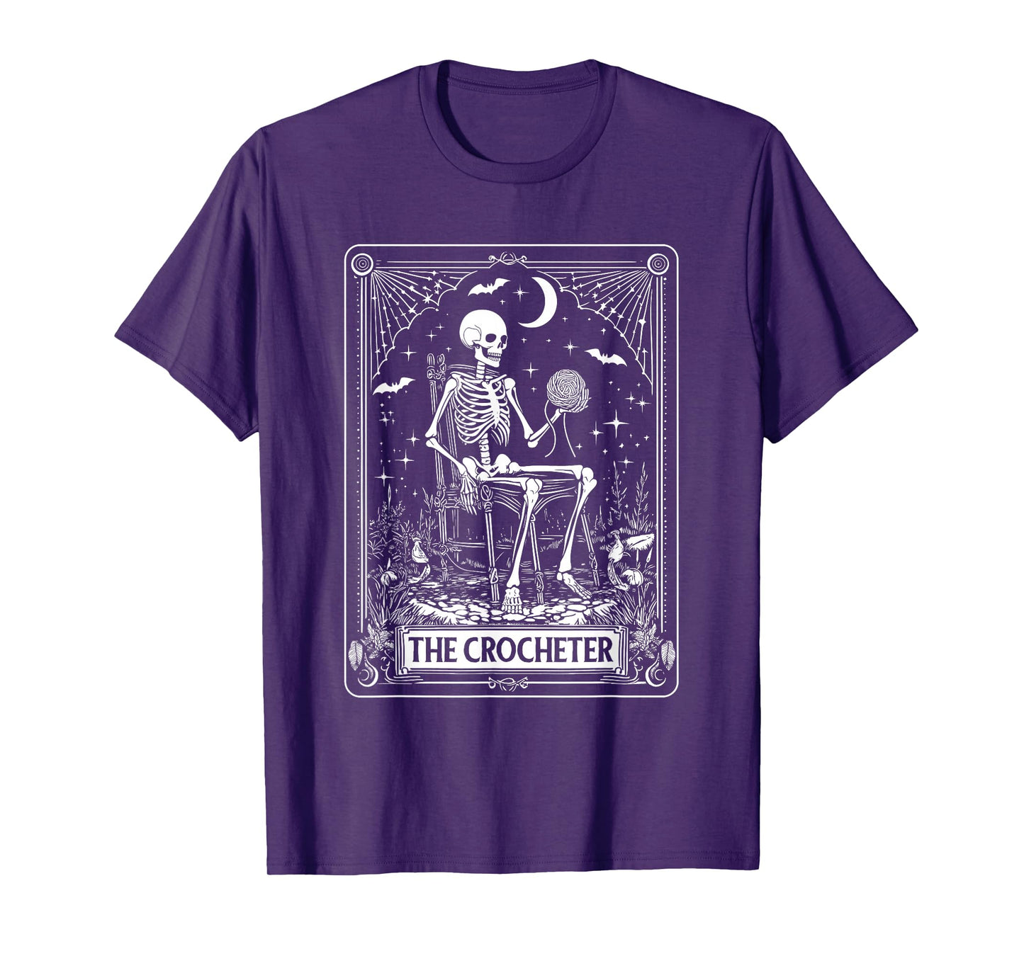 Skeleton The Crocheter Tarot Card Knitter Crochet Lover T-Shirt