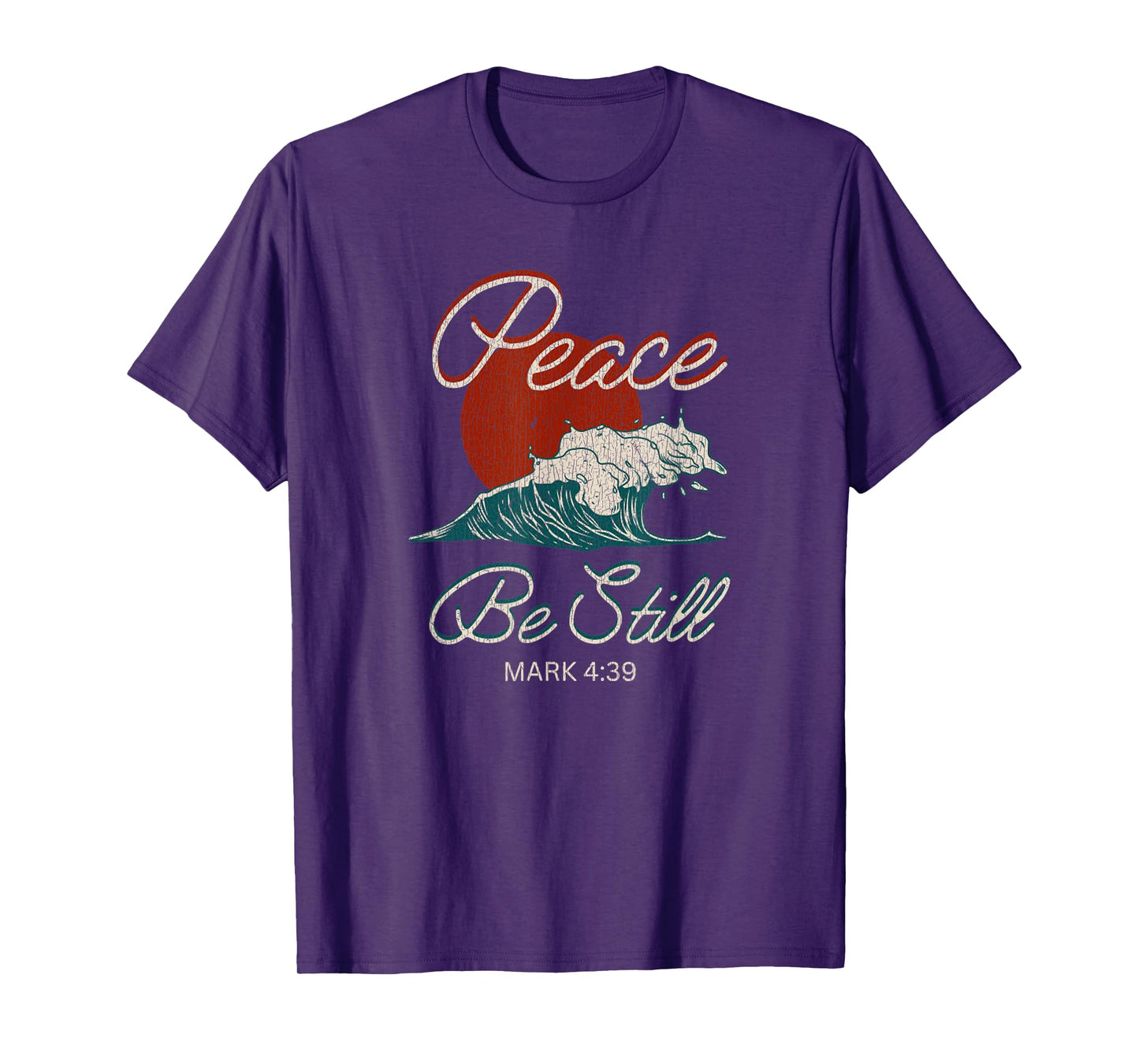 Vintage Peace Be Still Mark 4:39 Life Waves Christian T-Shirt