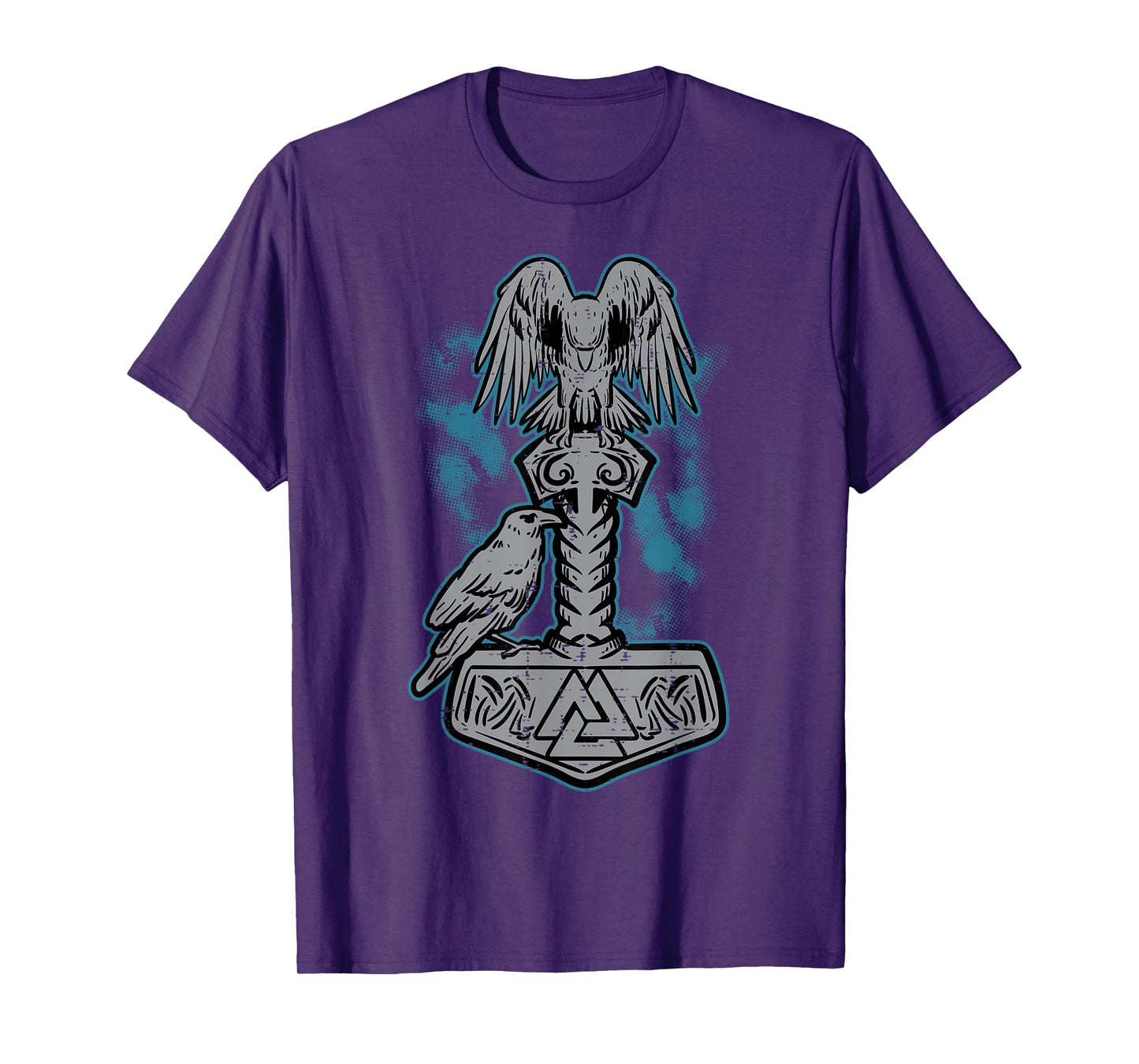 Viking Mjolnir Ravens Huggin Norse Mythology Men Women Kids T-Shirt