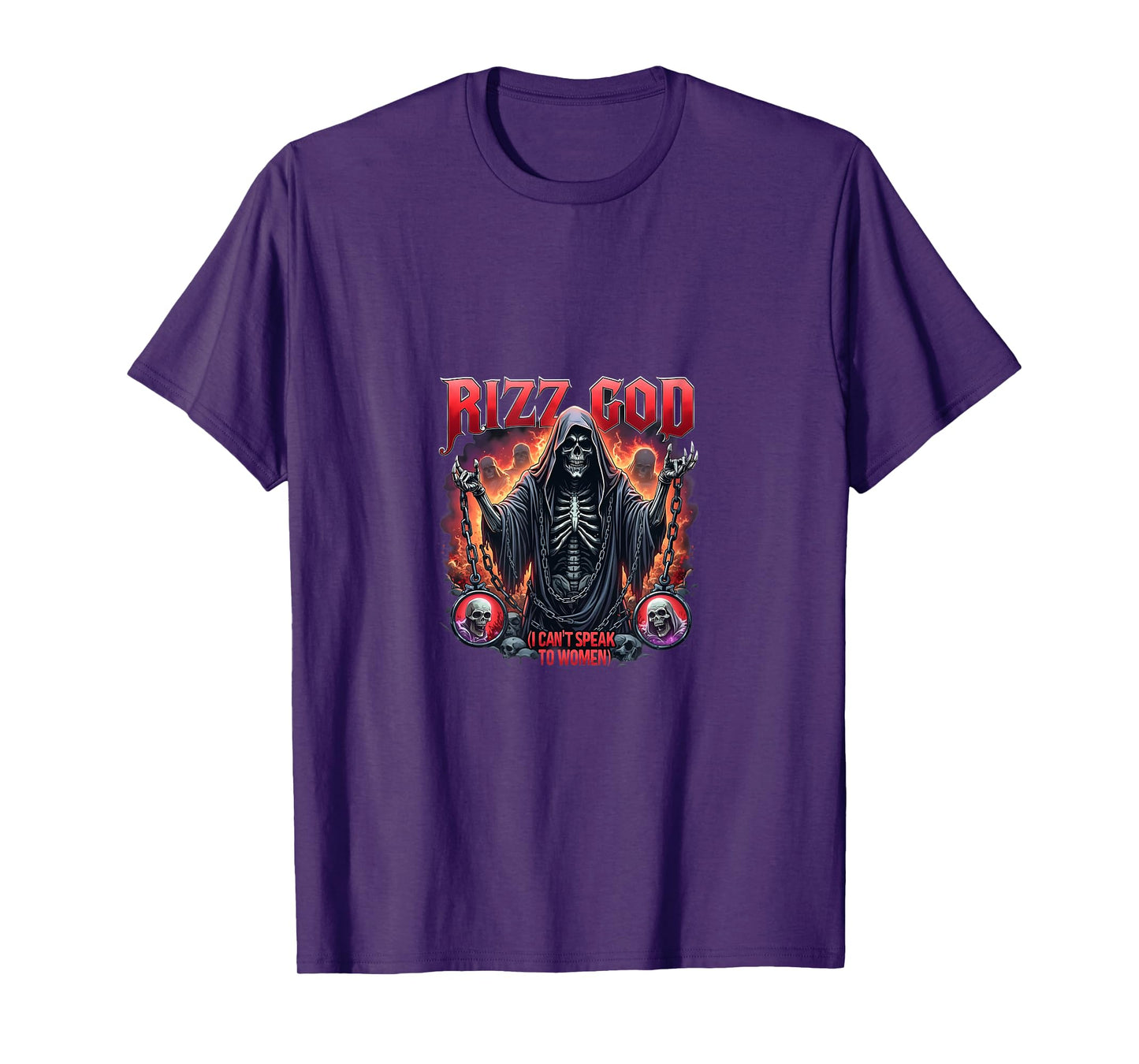 Funny Rizz God Meme Skeleton Gothic Style T-Shirt