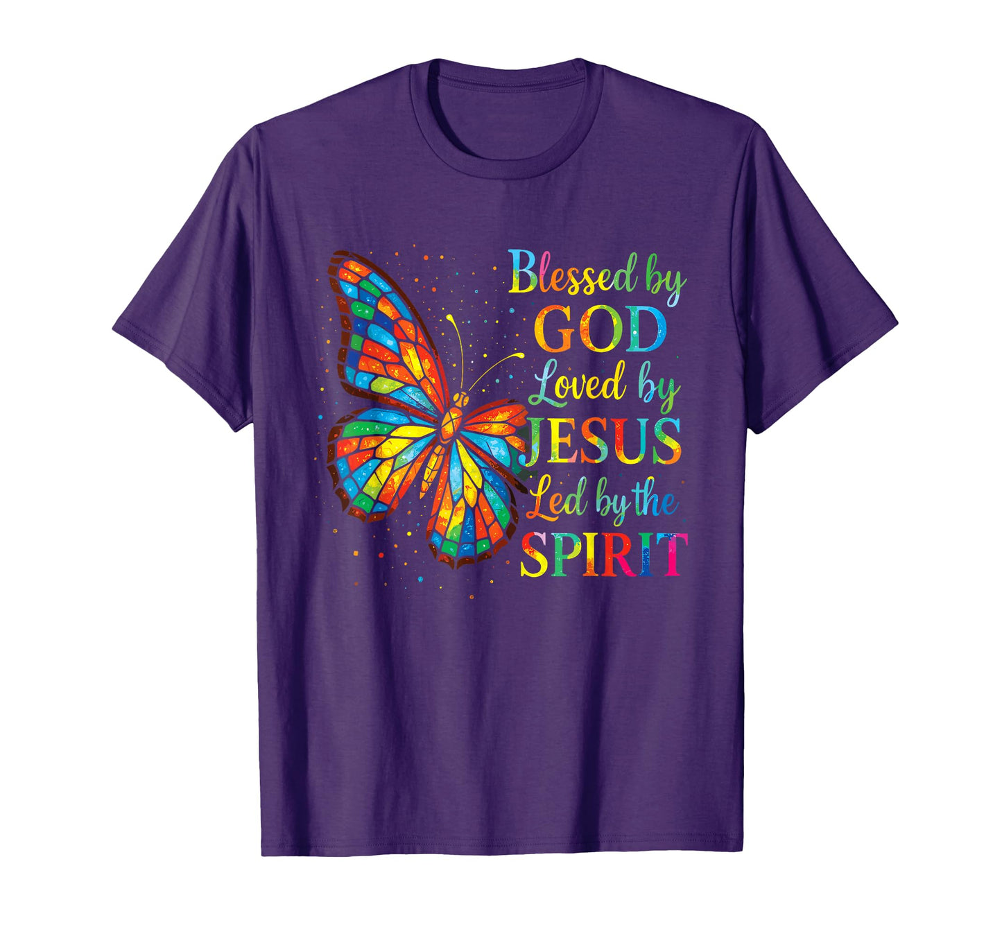 Blessed by God Loved by Jesus Stained Glass Butterfly T-Shirt