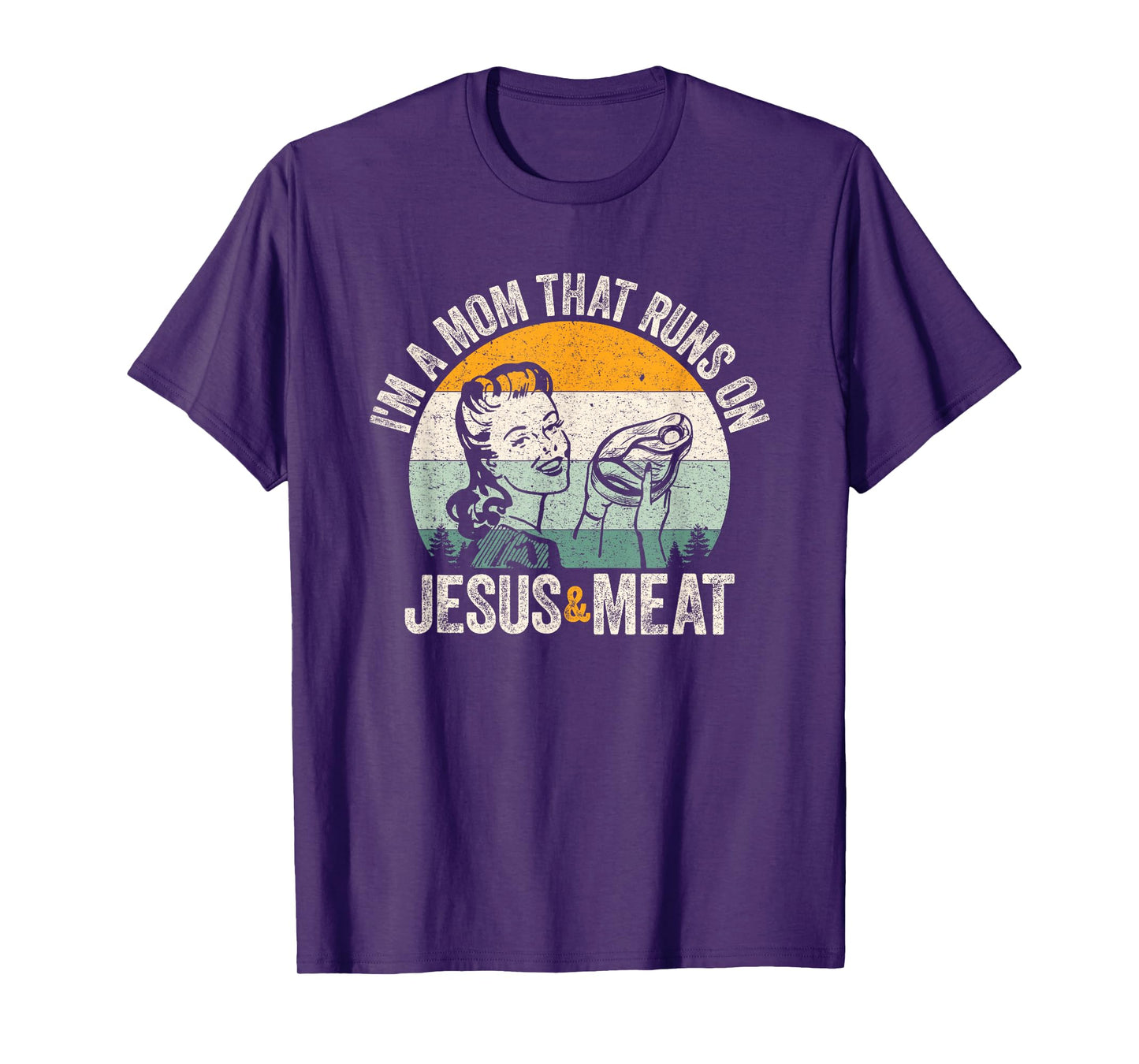 Carnivore Christian Mom Runs on Jesus and Meat Vintage Retro T-Shirt
