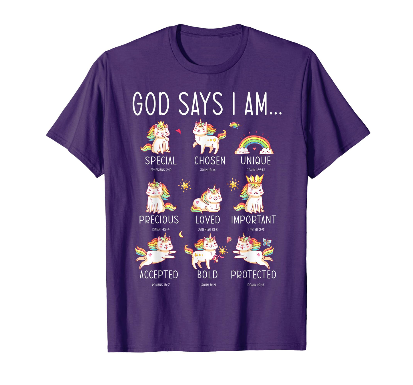 God says I Am Christian Jesus Bible Verse Unicorn girls T-Shirt
