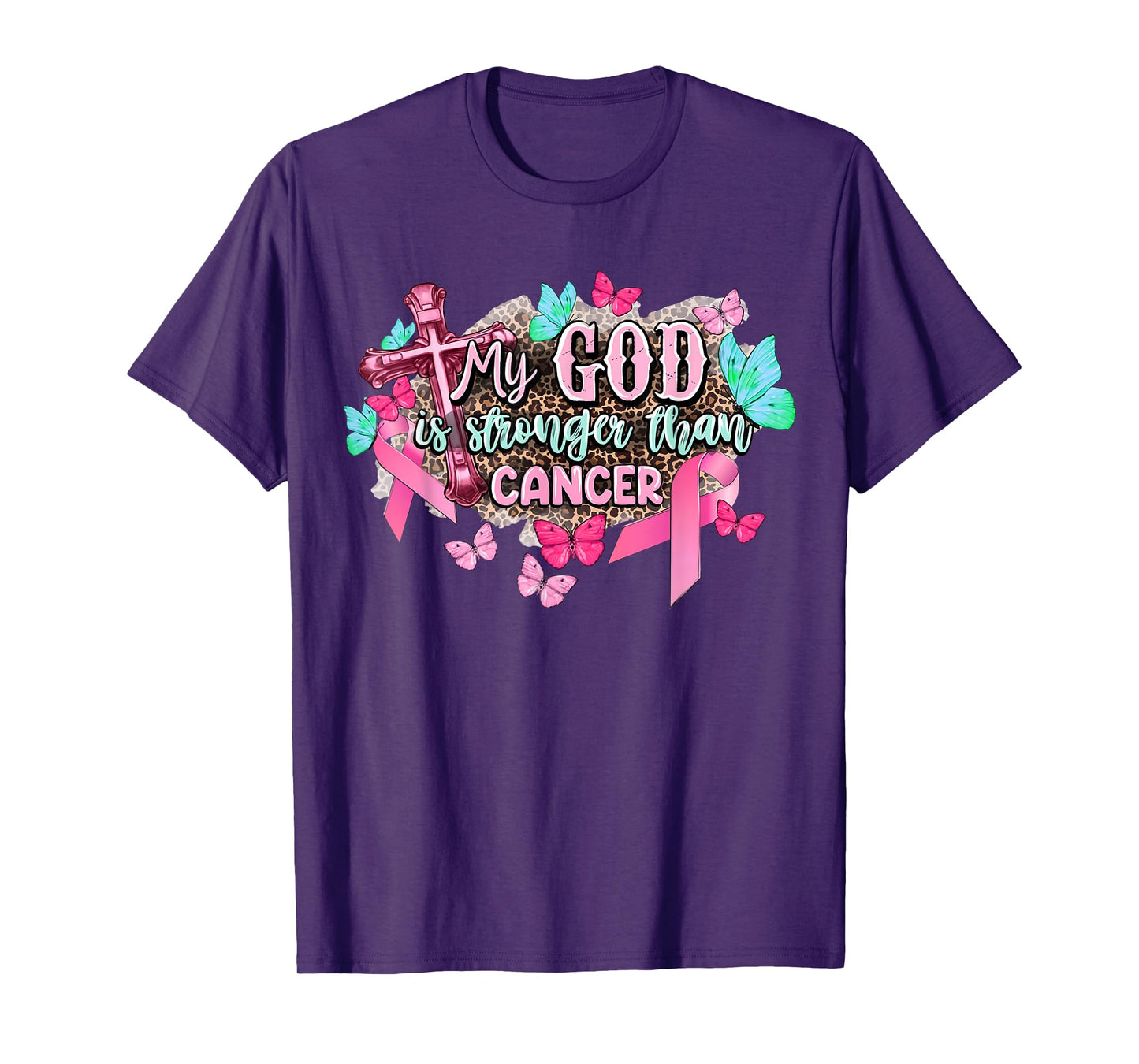 My God Is Stronger Than Breast Cancer Awareness Christian T-Shirt