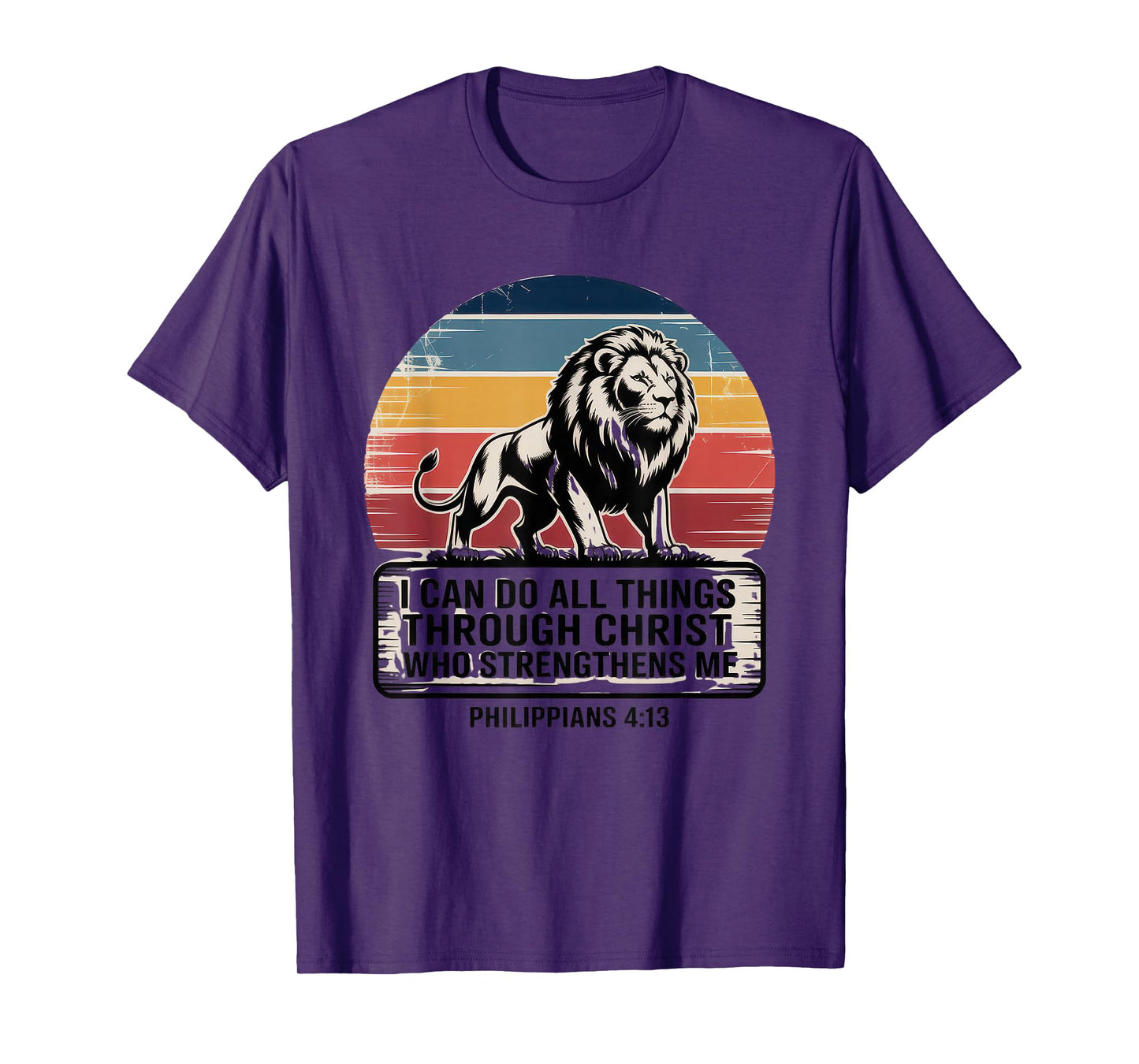 Christian Tshirt Philippians 4:13 Religious Lion Strengthens T-Shirt
