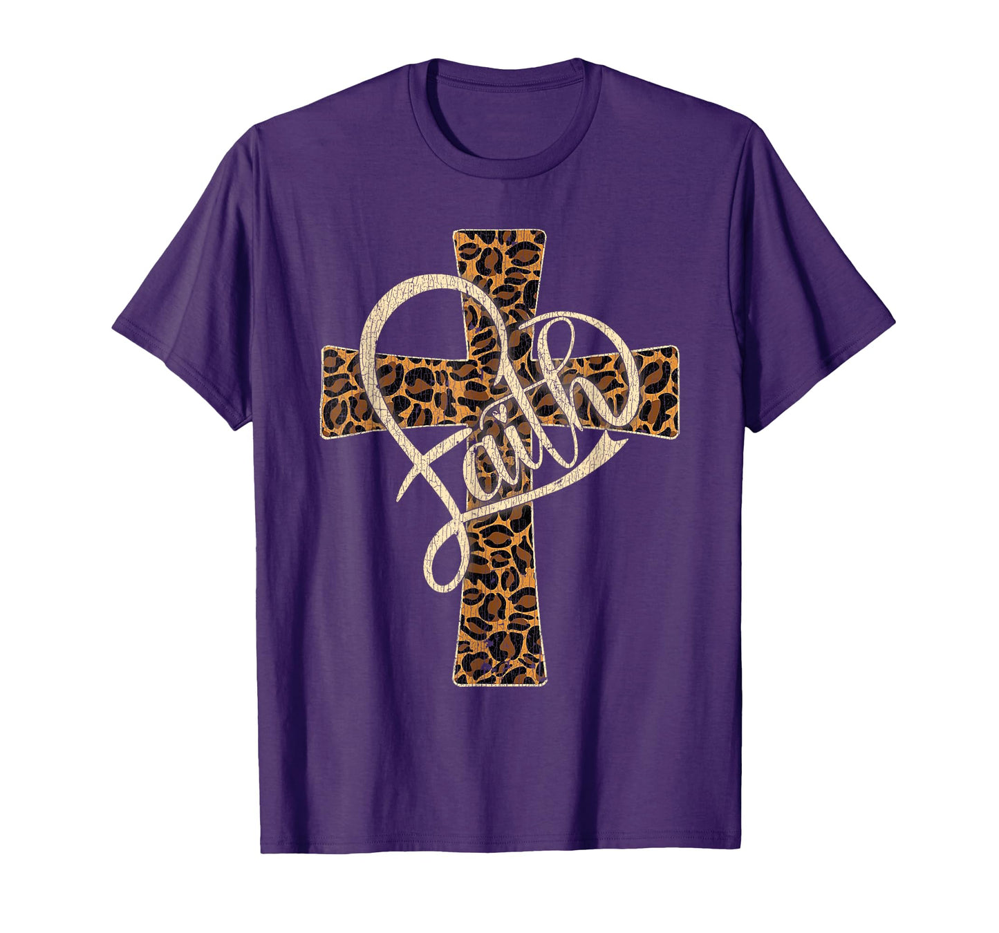 Vintage Faith Christian Men Womens Leopard Cheetah Print T-Shirt