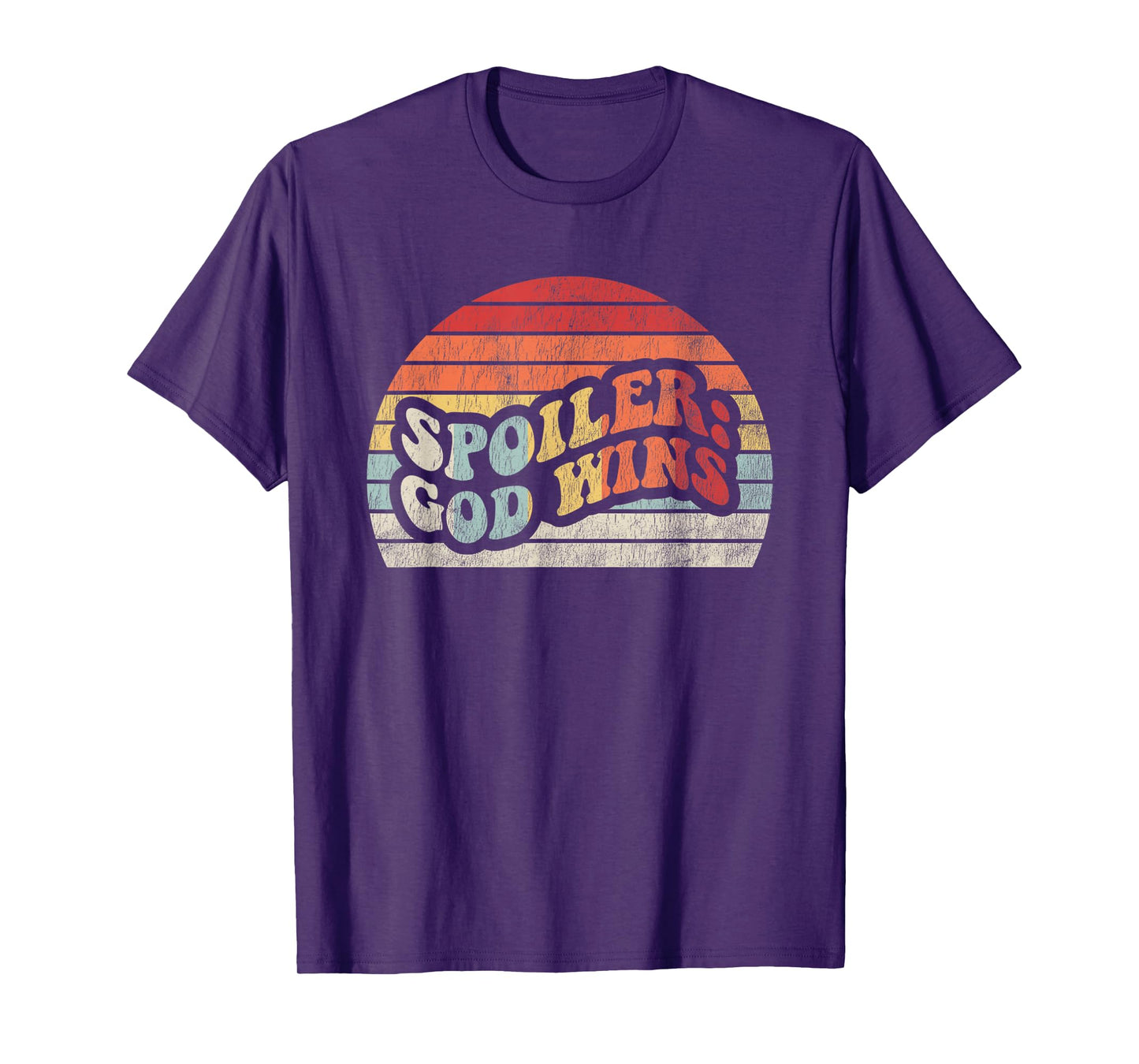 Spoiler God Wins Retro Colorful Text T-Shirt