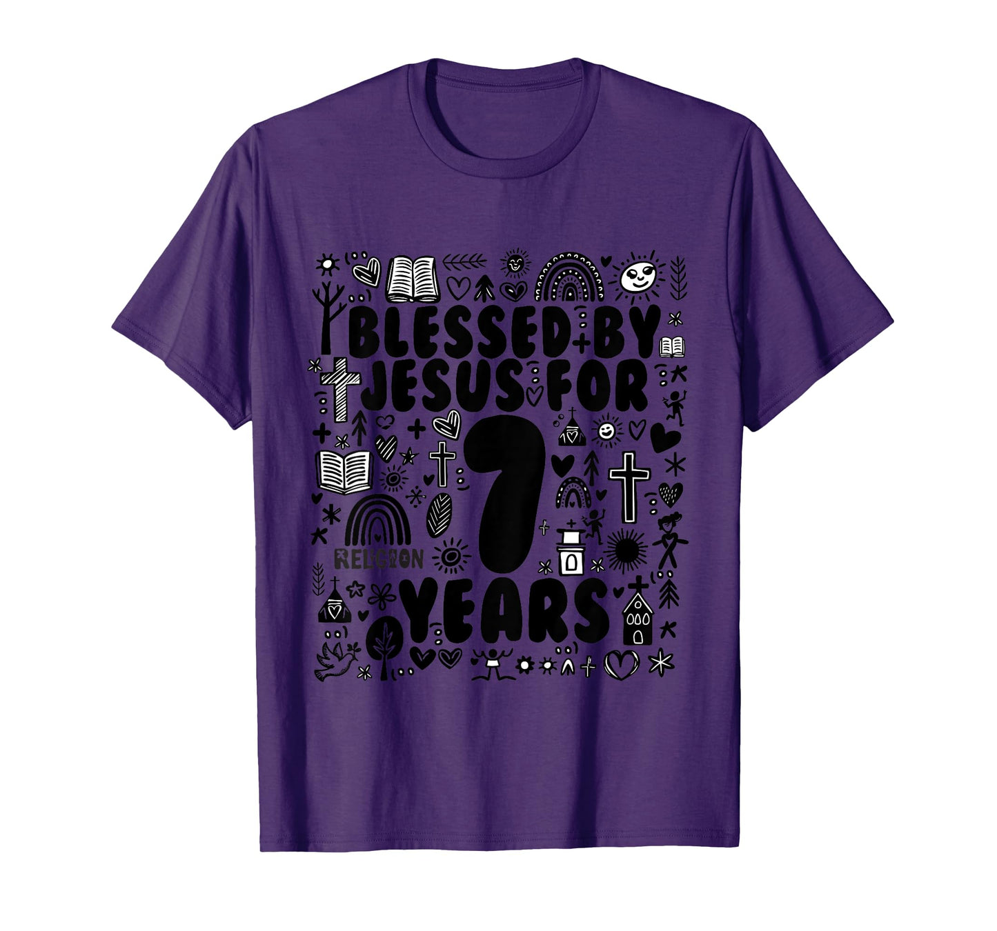 Kids BLESSED BY JESUS FOR 7 YEARS Birthday T-Shirt