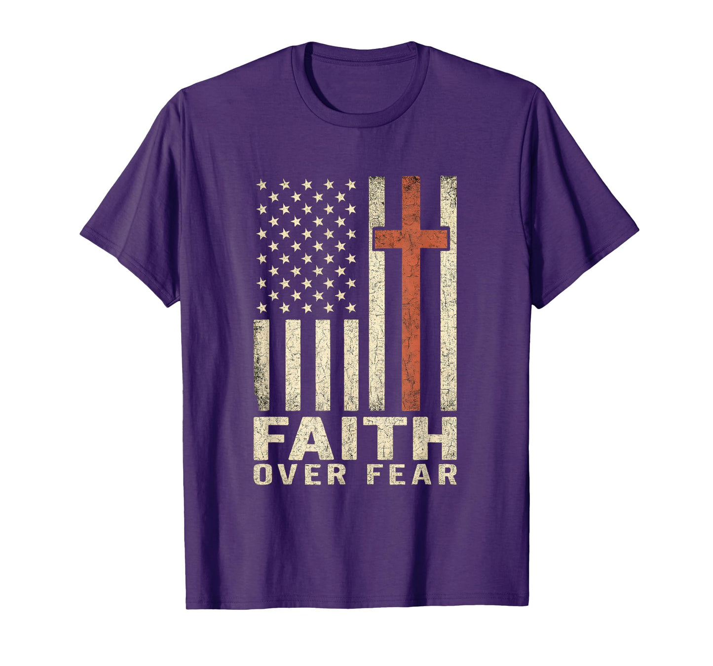 America Pride US Flag Faith Over Fear Christian Prayer T-Shirt