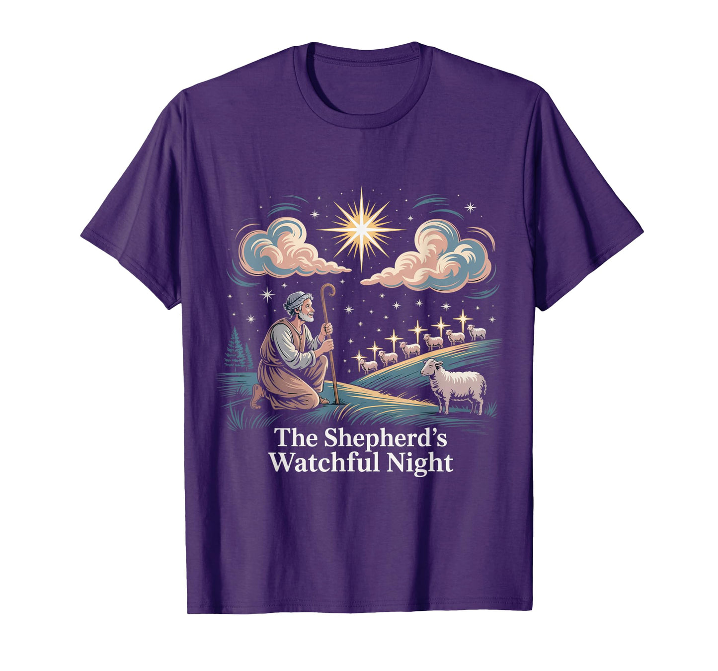 The Shepherd’s Watchful Night Nativity Design T-Shirt