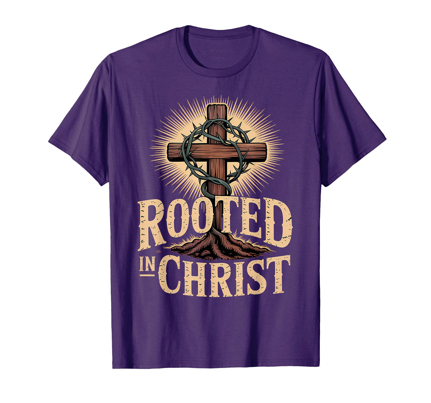 Rooted in Christ Jesus Cross Christian Faith T-Shirt