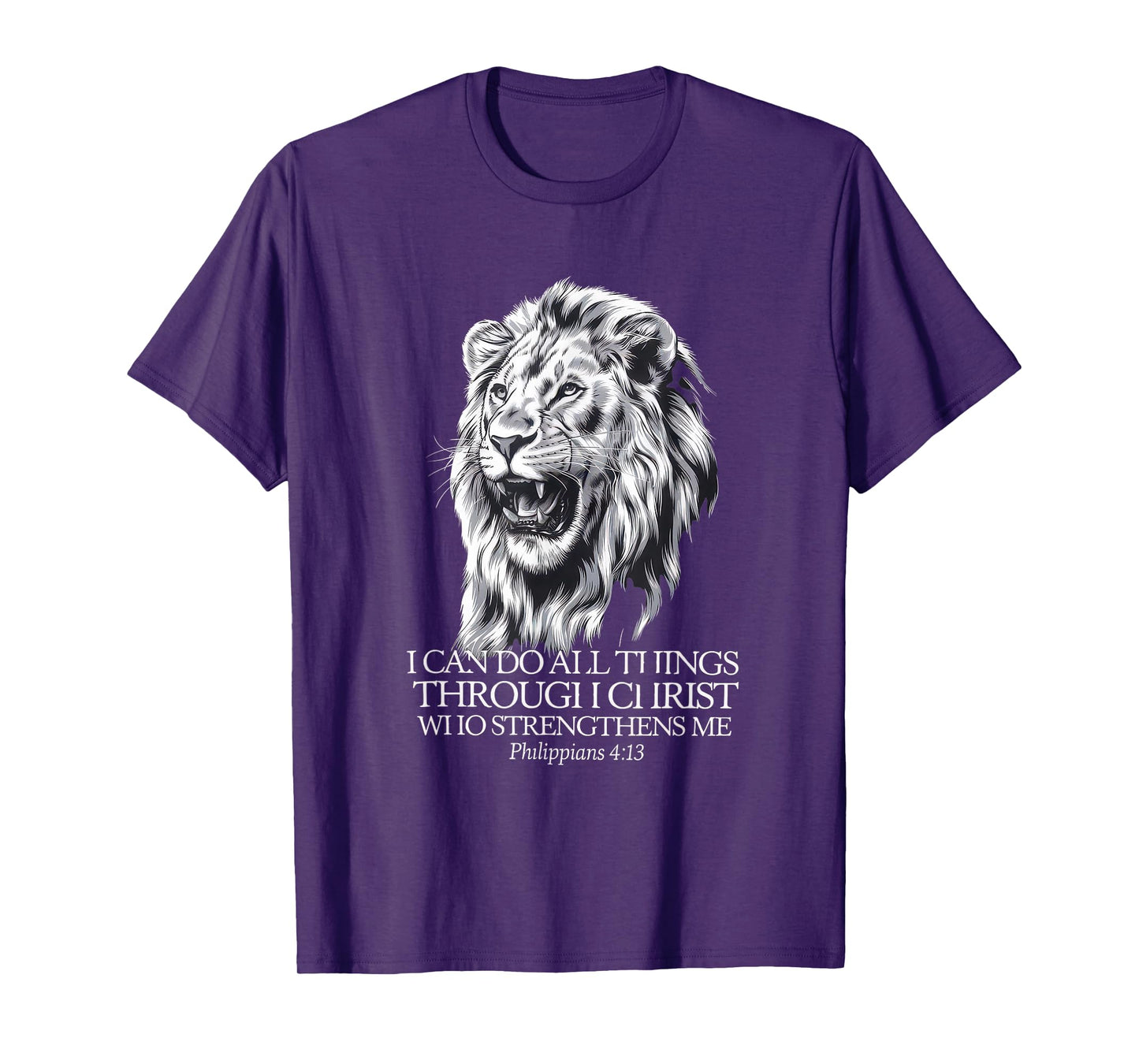 Christian Tshirt Philippians 4:13 Religious Lion Strengthens T-Shirt