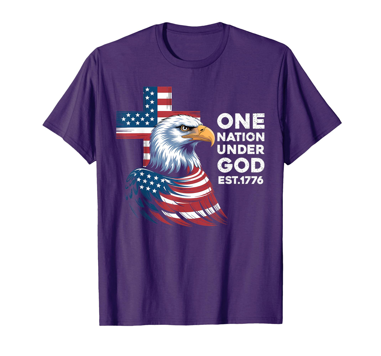 One Nation Under God Flag Patriotic Christian Eagle T-Shirt