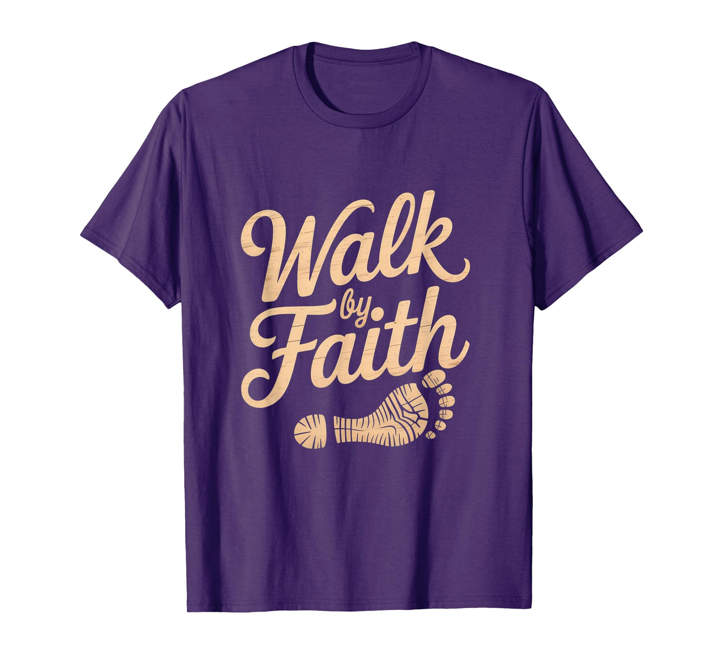 Walk by Faith Footprint Christian Graphic Tee T-Shirt